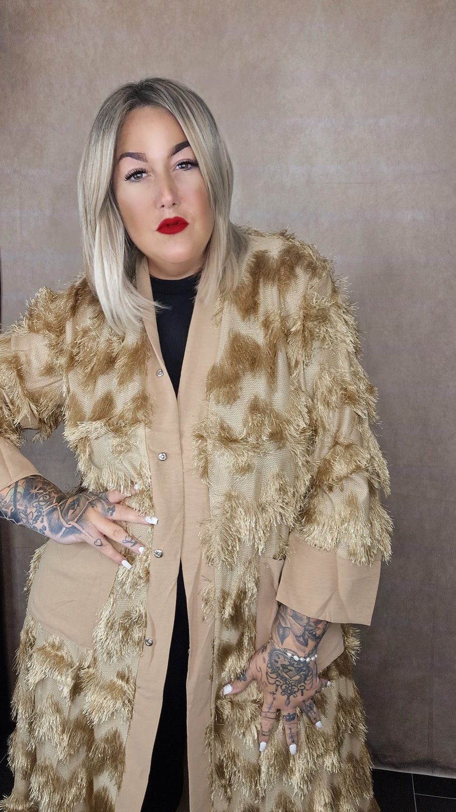 Lange Plussize Strickjacke "Claire"
