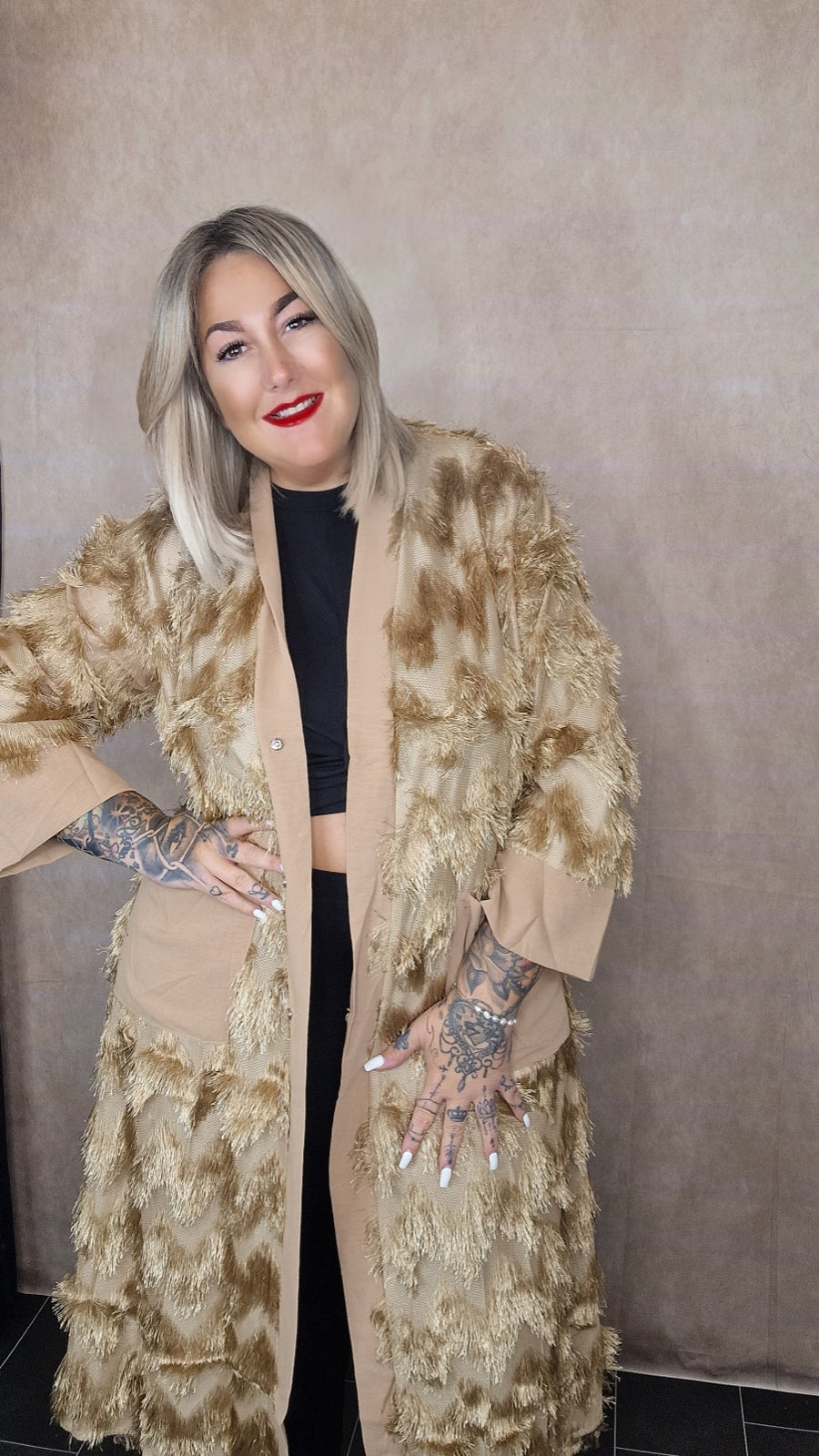 Lange Plussize Strickjacke "Claire"