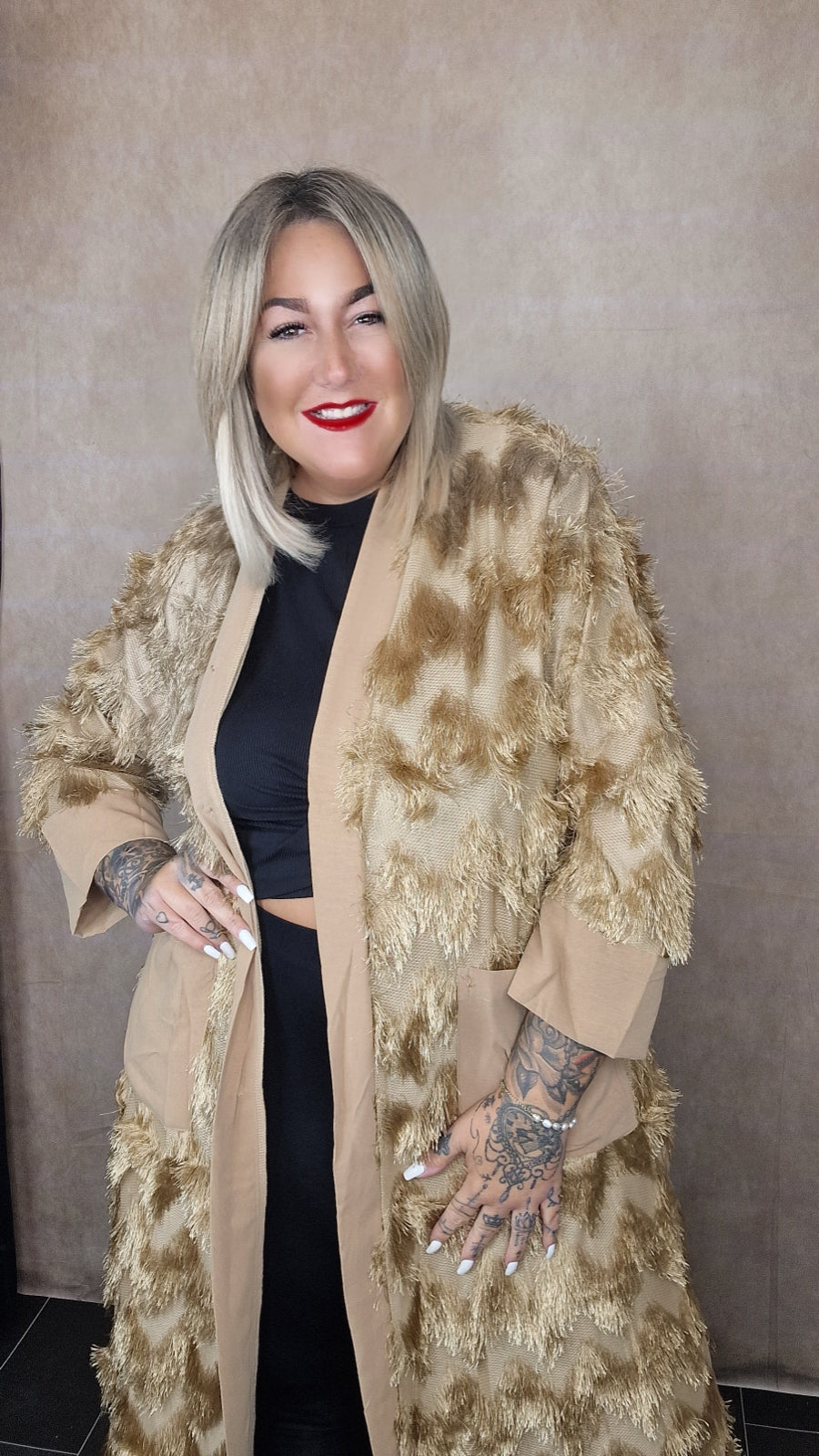 Lange Plussize Strickjacke "Claire"