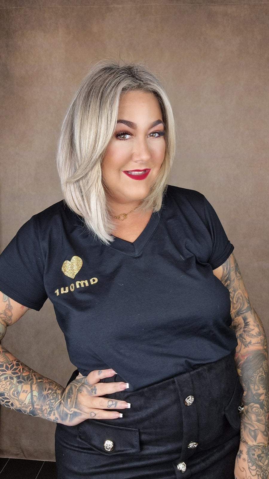 Kurzarm Shirt "AMOUR"💛 in schwarz oder weiß