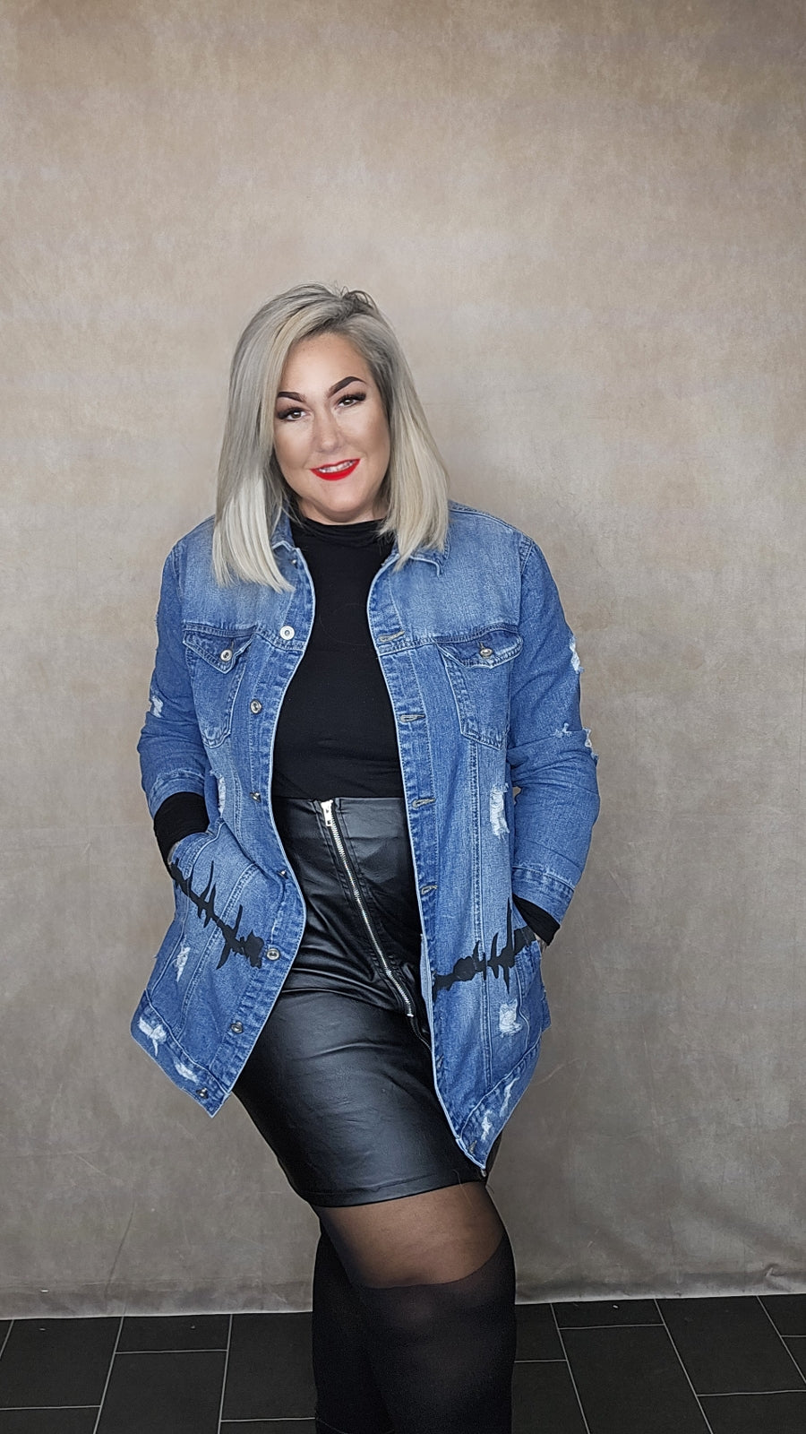 Lange Jeans Jacke "Music"
