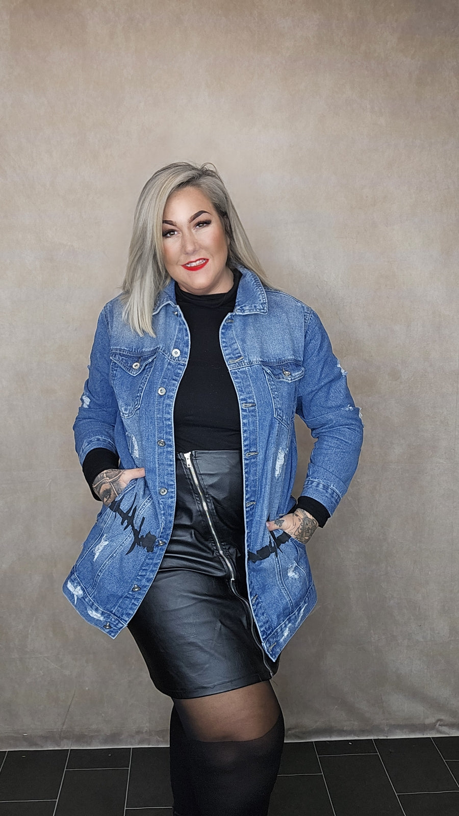 Lange Jeans Jacke "Music"