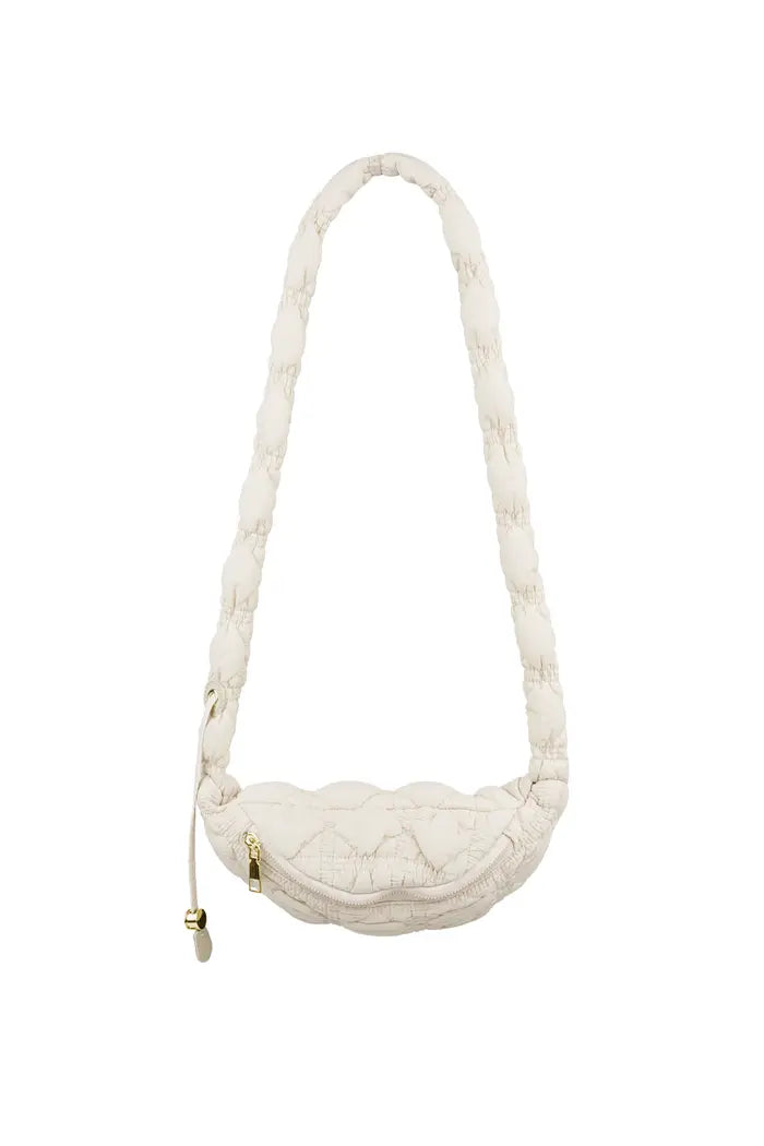 Crossbag "Puffy" in Beige ,Schwarz , rosa & weiss