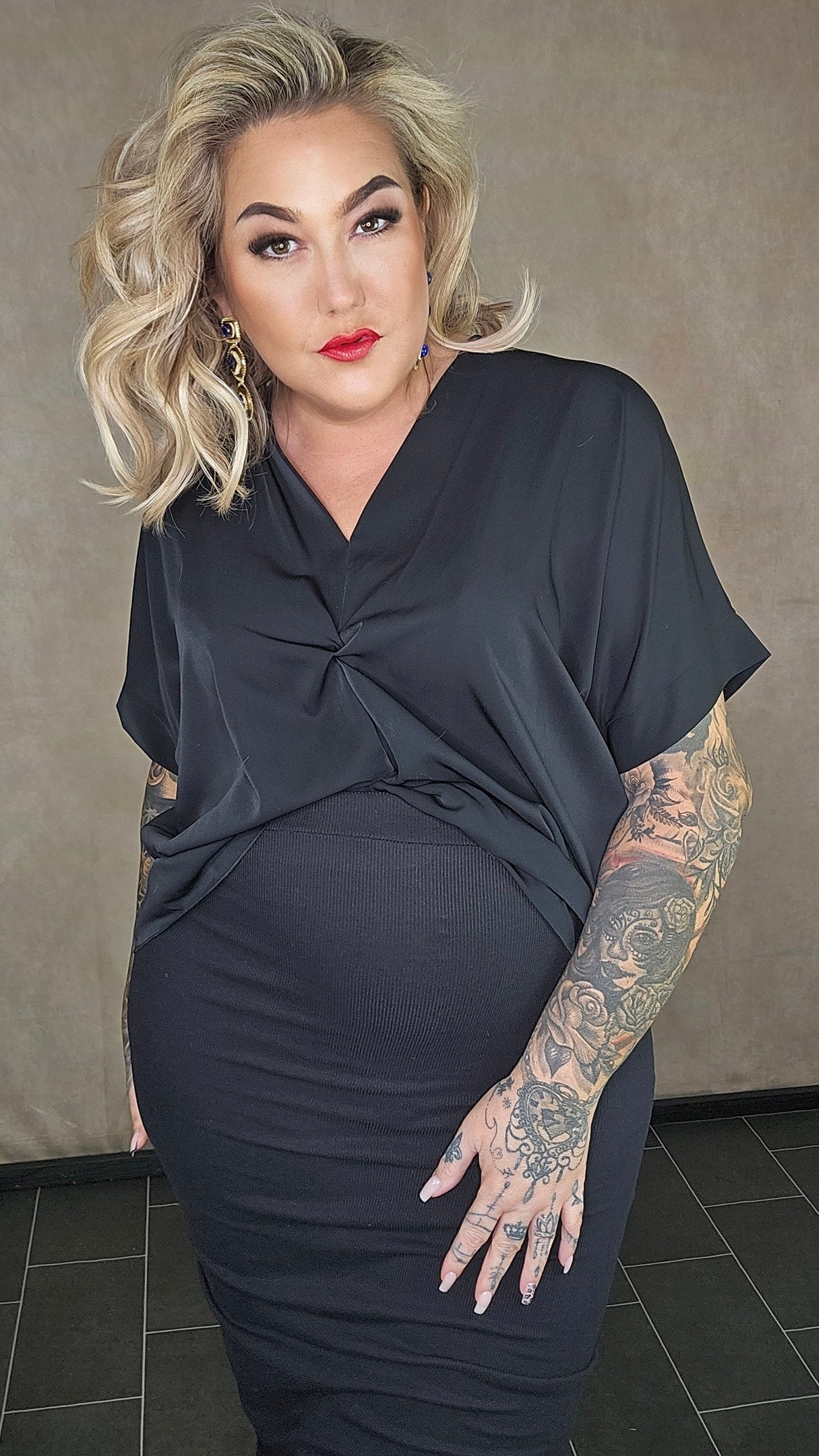 Satin Optik Shirt "Alia" black 🖤