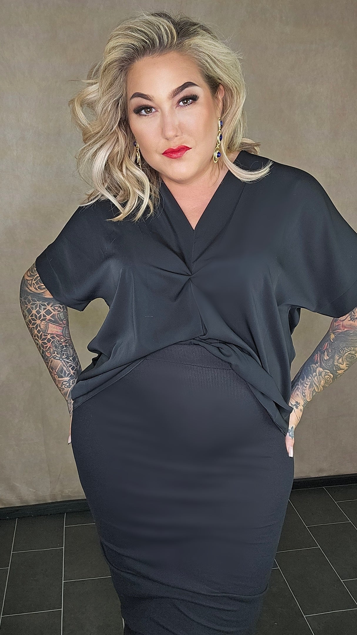 Satin Optik Shirt "Alia" black 🖤
