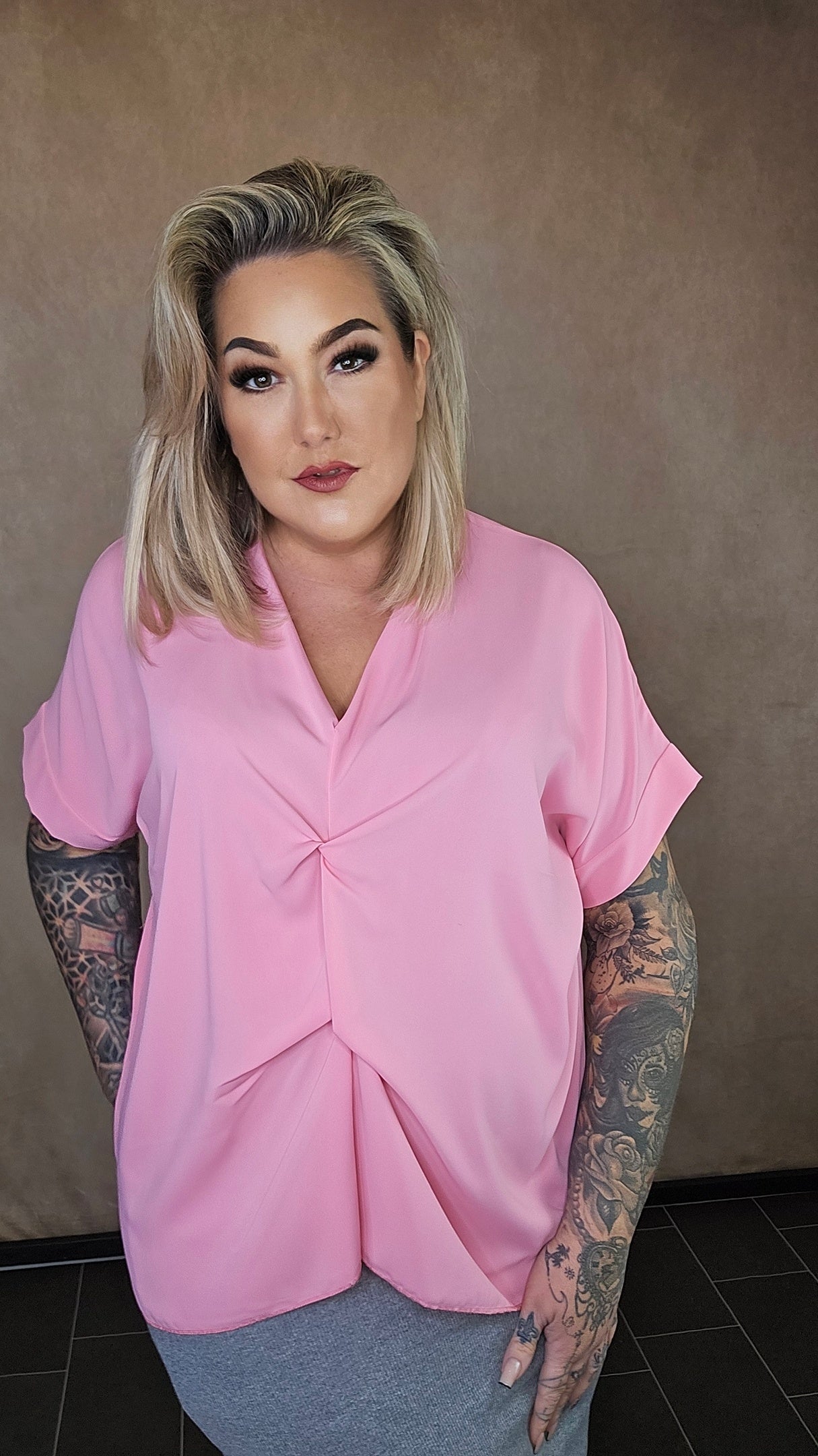 Satin Optik Shirt "Alia" in rosa 🩷