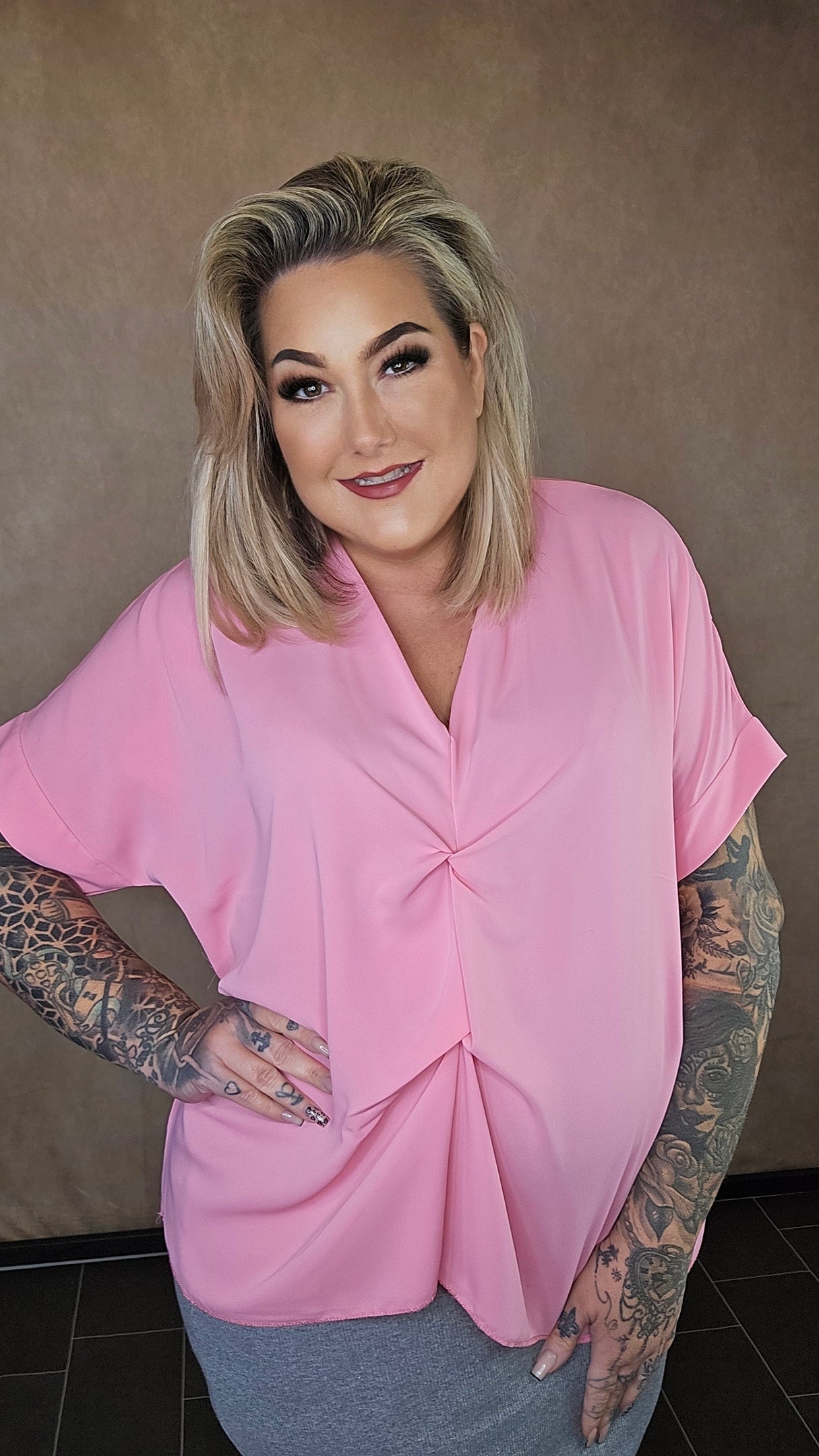 Satin Optik Shirt "Alia" in rosa 🩷