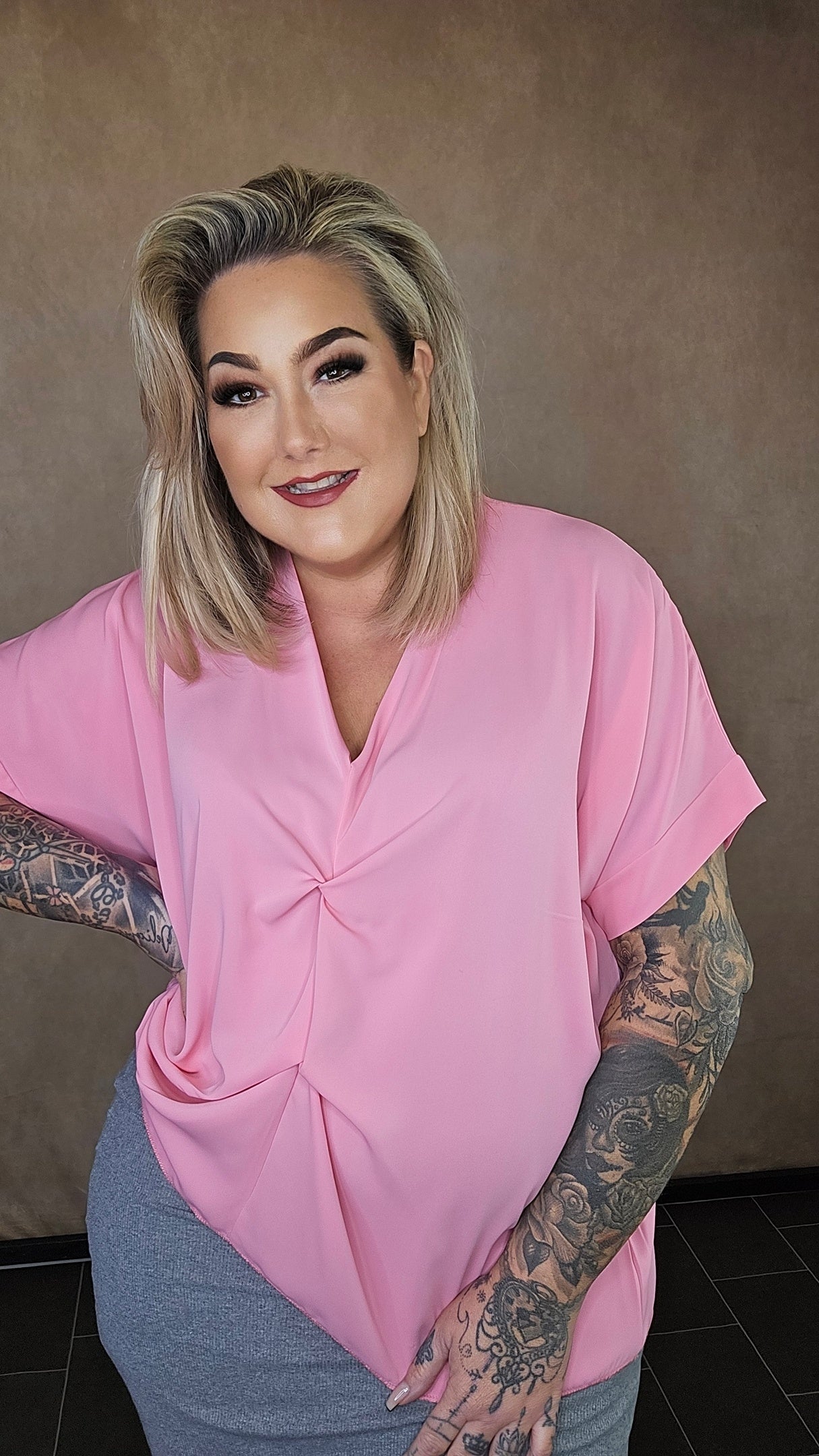Satin Optik Shirt "Alia" in rosa 🩷