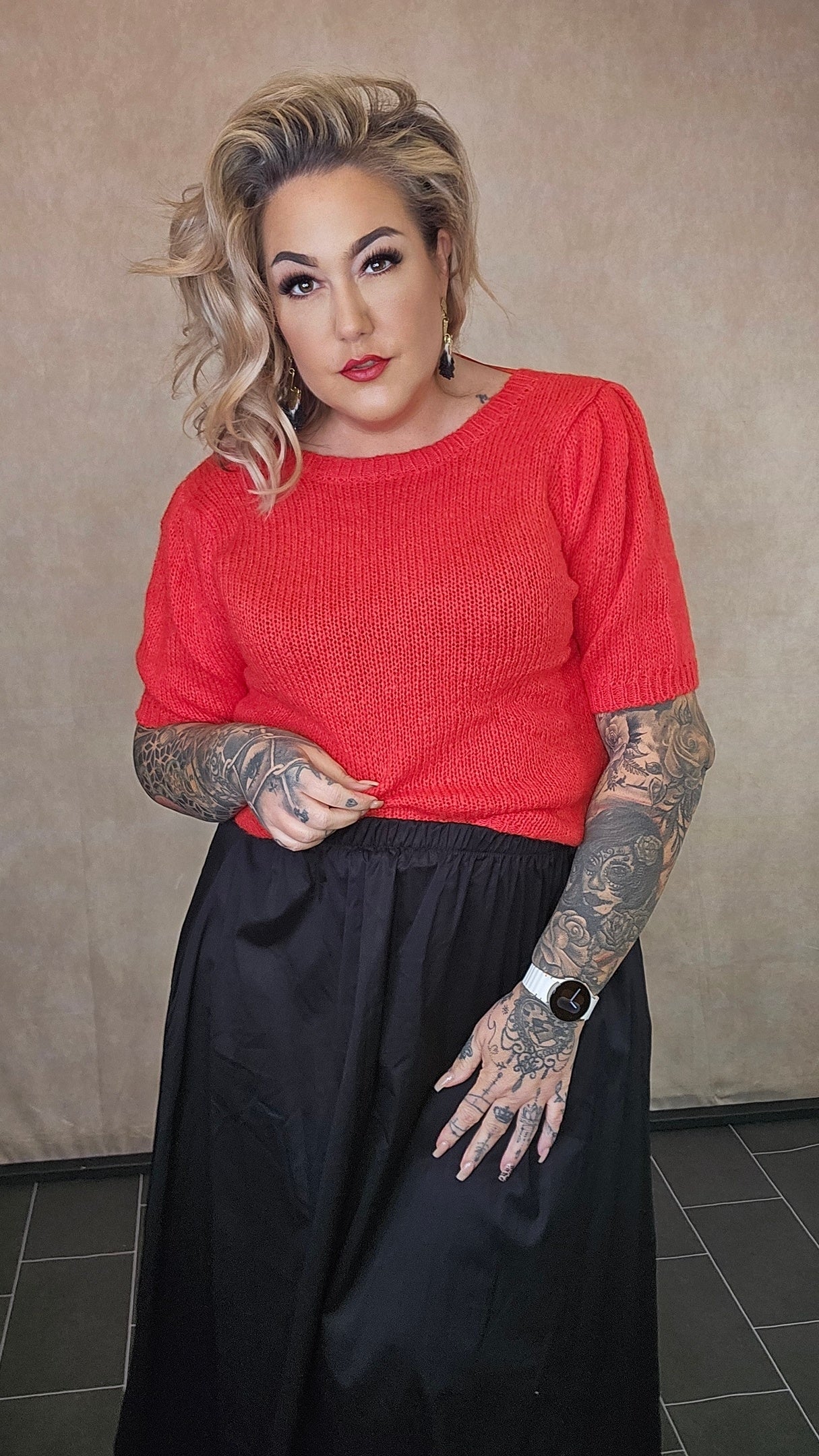 Strick Shirt " Toni" Fire red