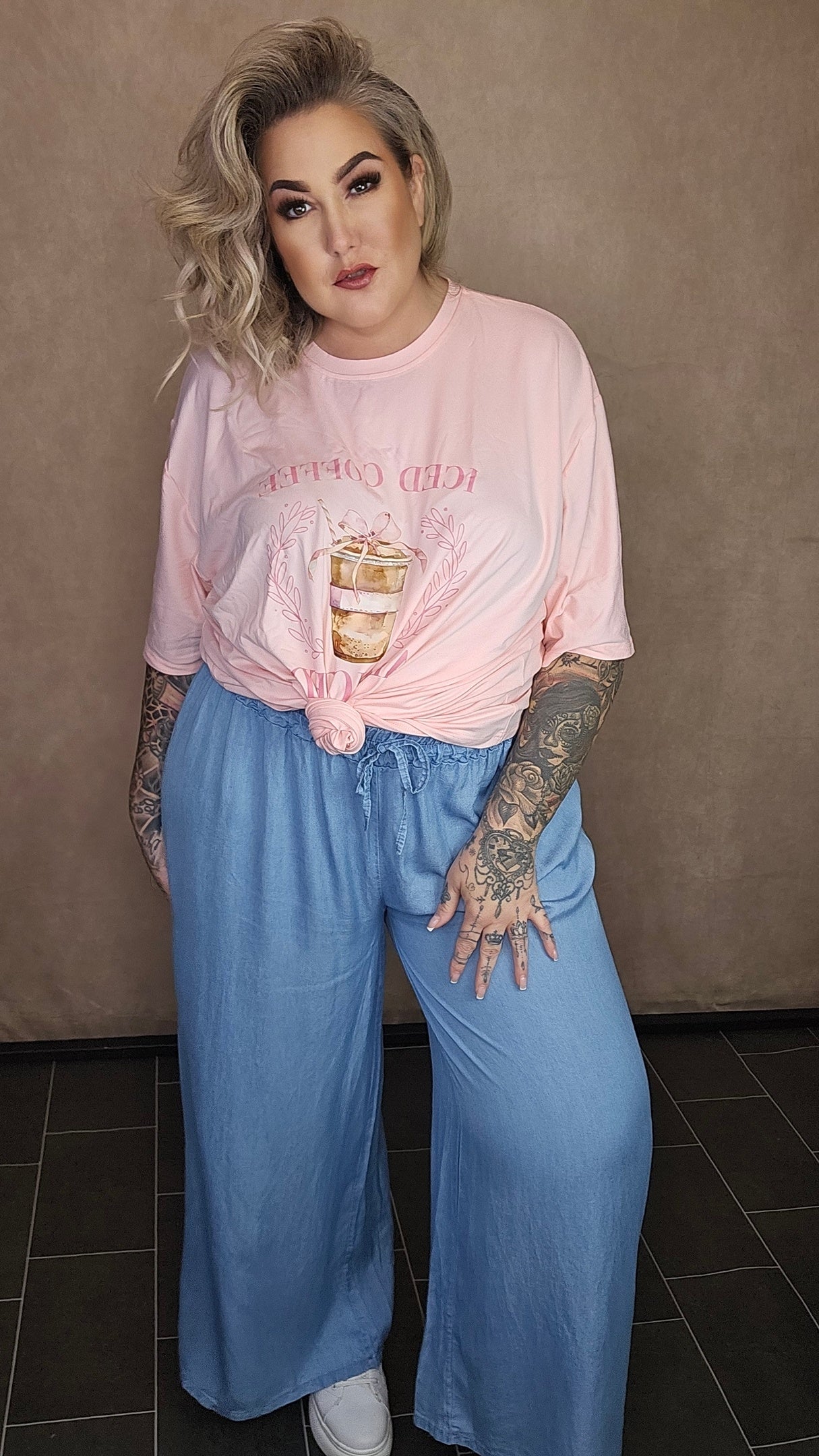 Wide Leg Hose "Denim Gril" light washed denim