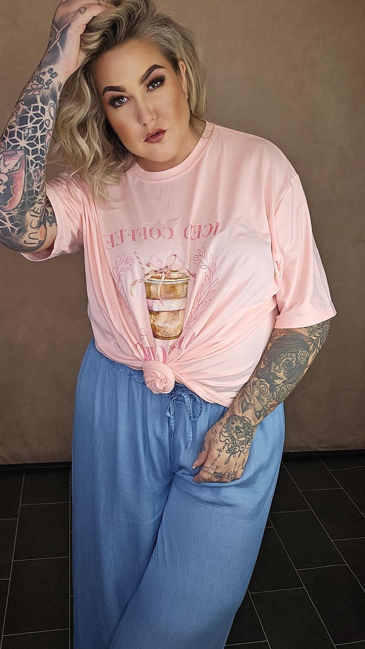 Wide Leg Hose "Denim Gril" light washed denim