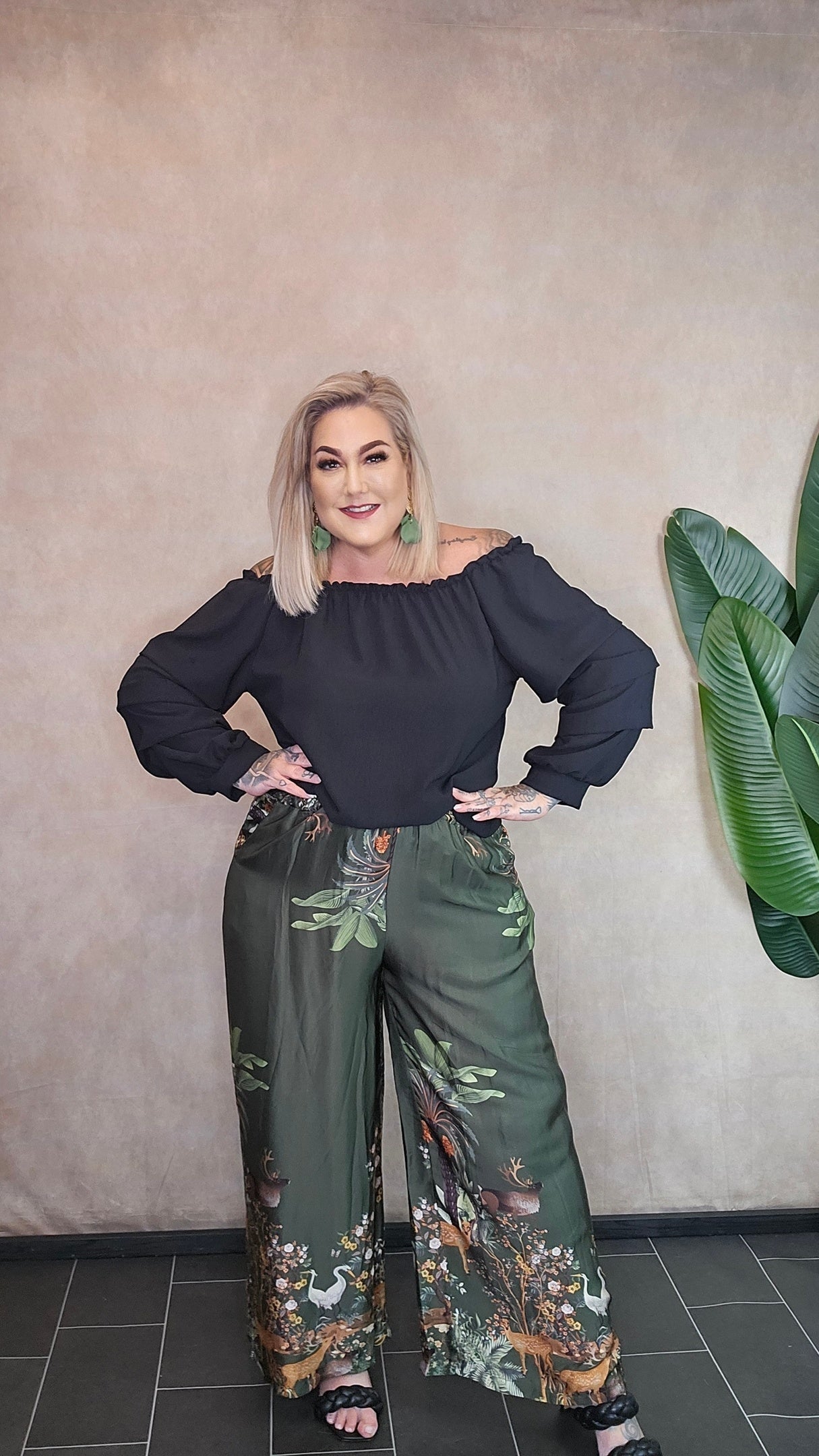 Wide leg Hose "Forest"
