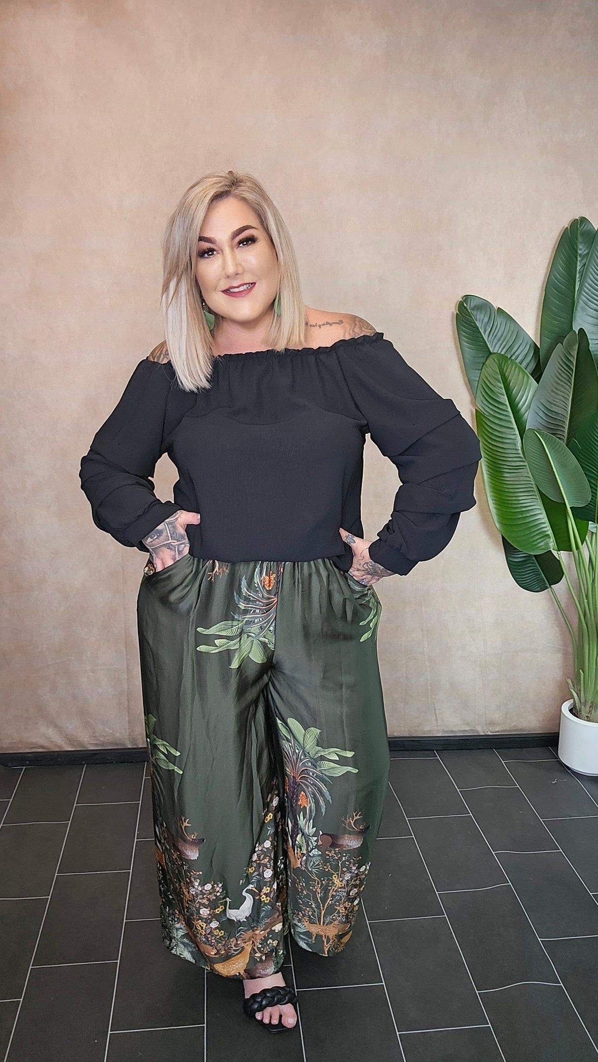 Wide leg Hose "Forest"