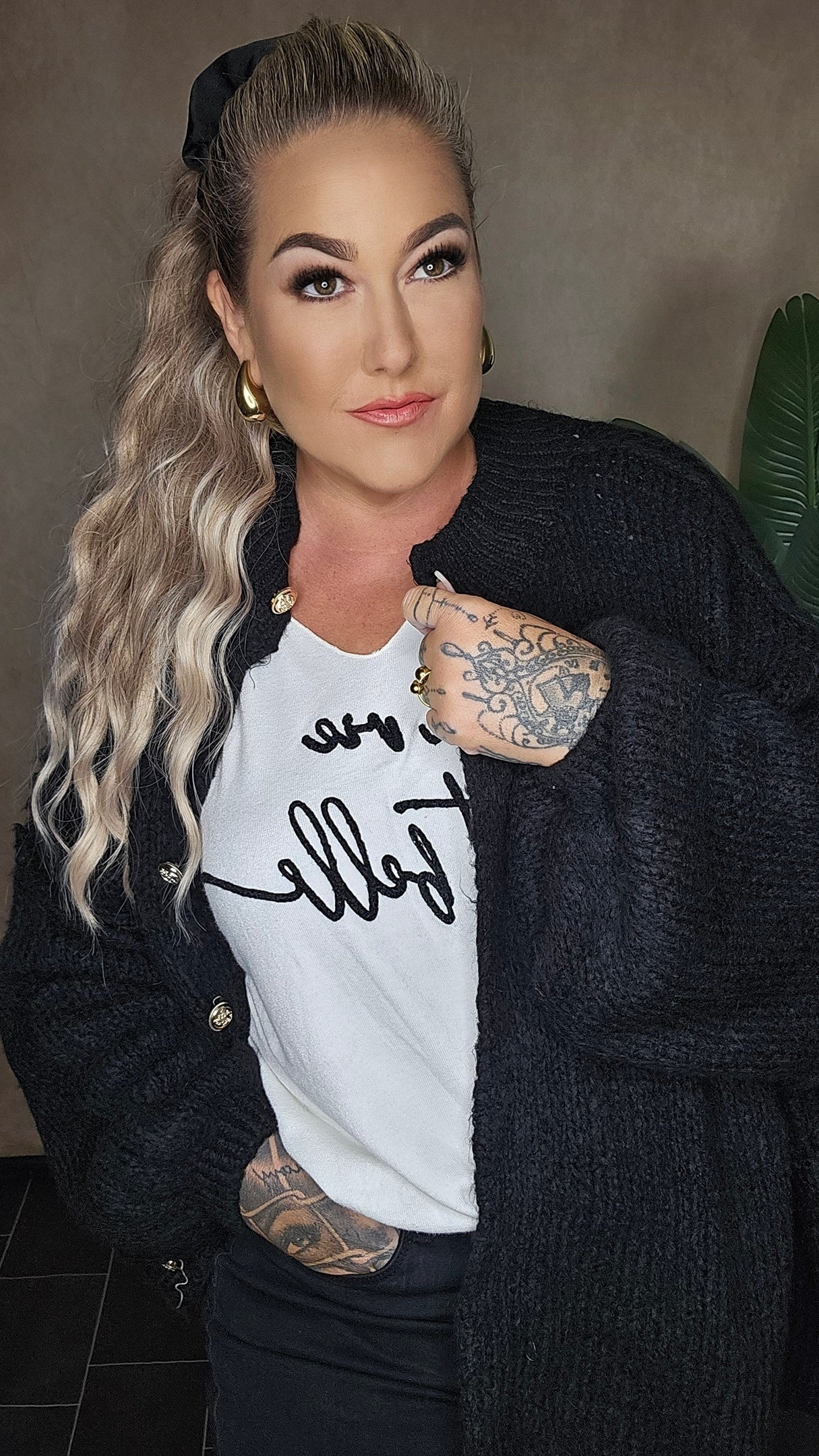 Oversize Strickjacke "Hazel" in black