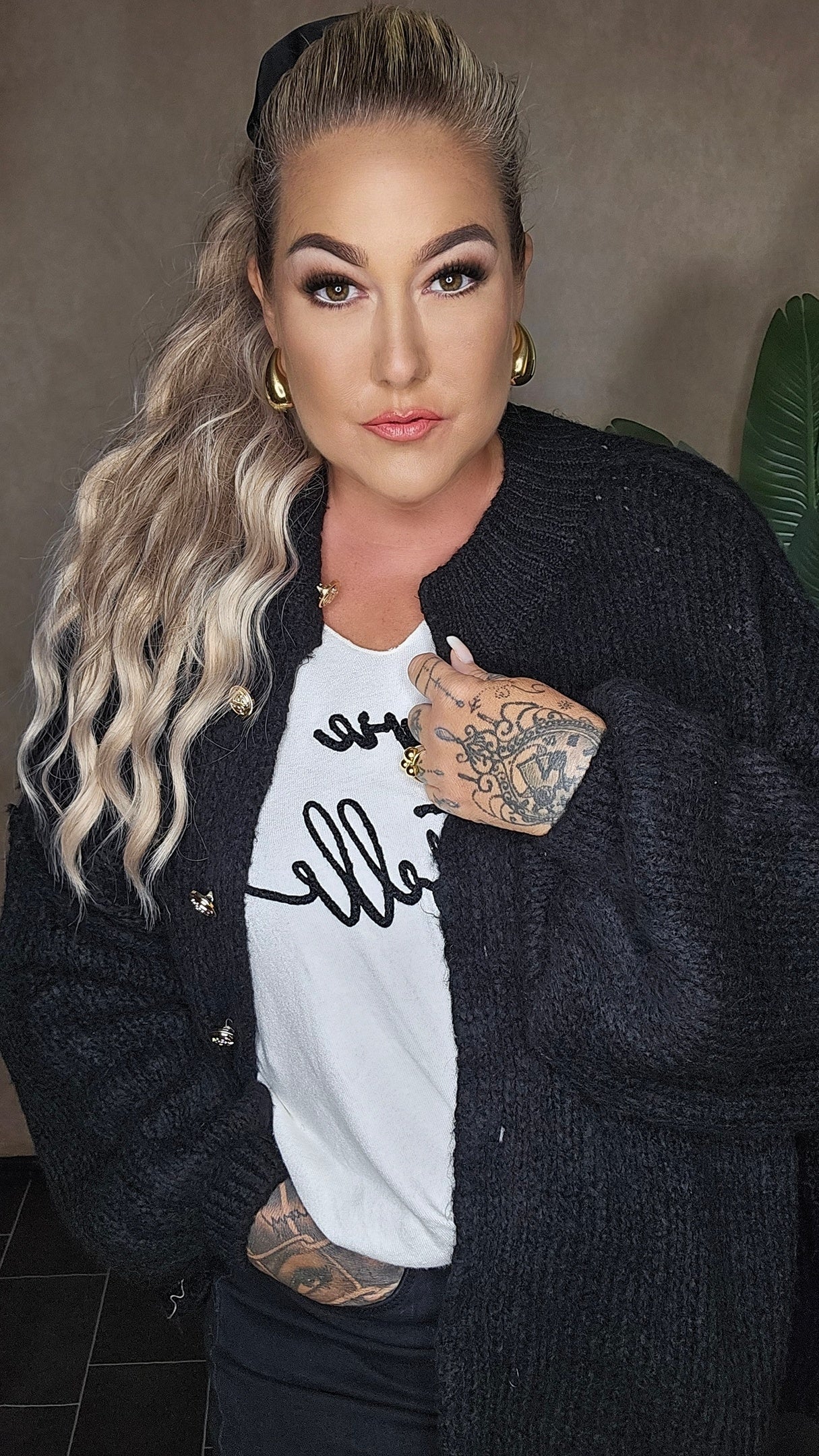 Oversize Strickjacke "Hazel" in black