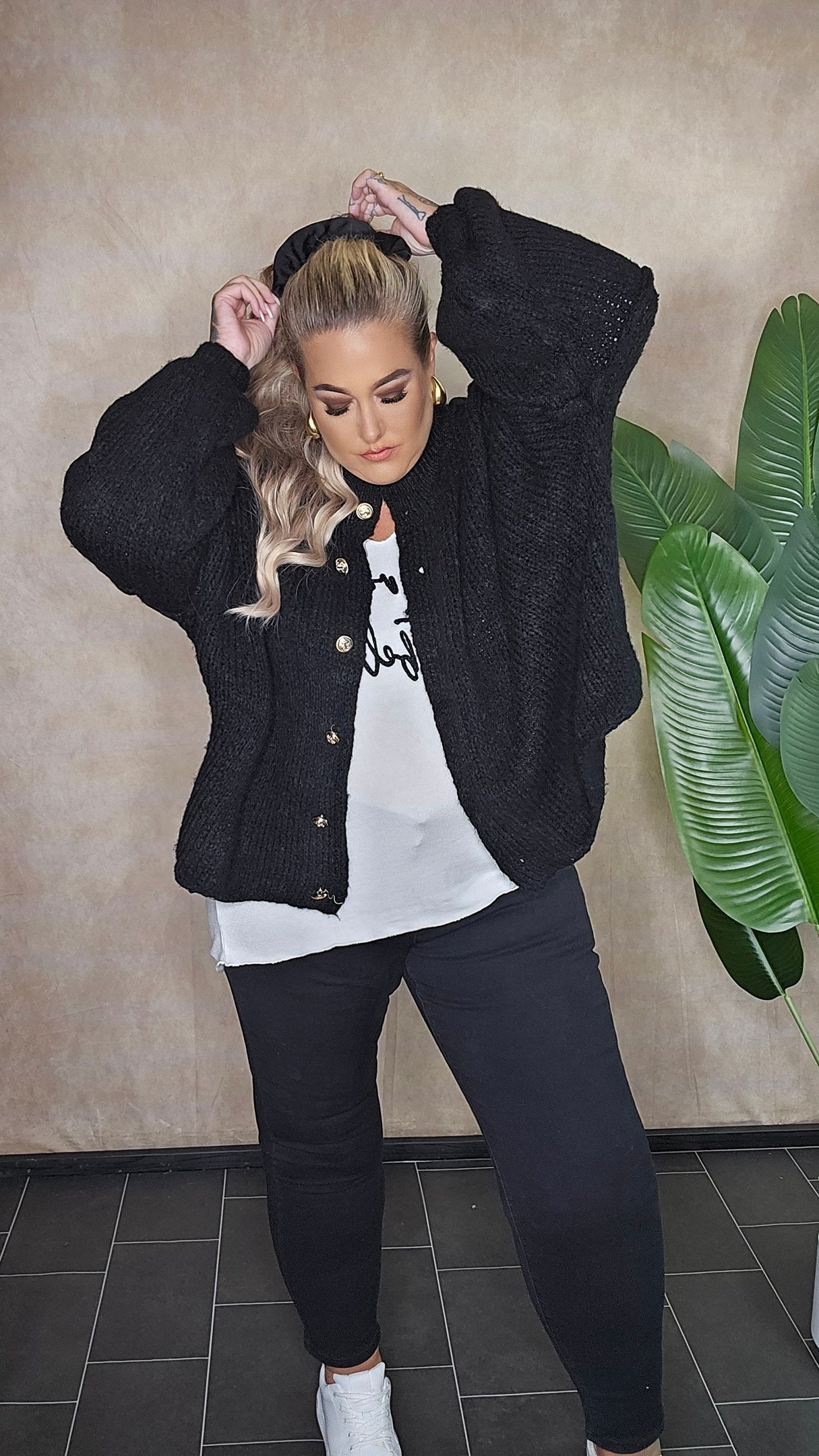 Oversize Strickjacke "Hazel" in black
