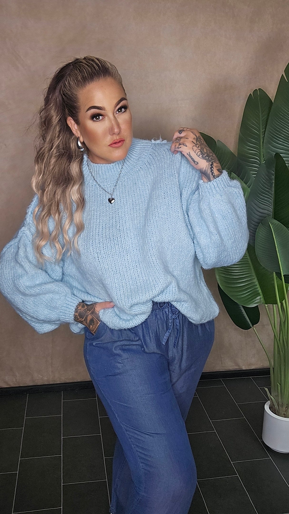 Oversize Pullover "Hazel" hellblau