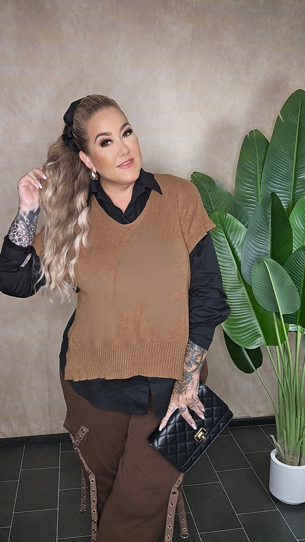 Poncho Shirt L` Essentiel Camel