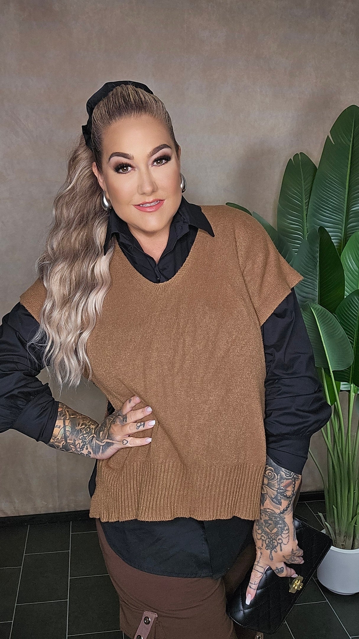 Poncho Shirt L` Essentiel Camel