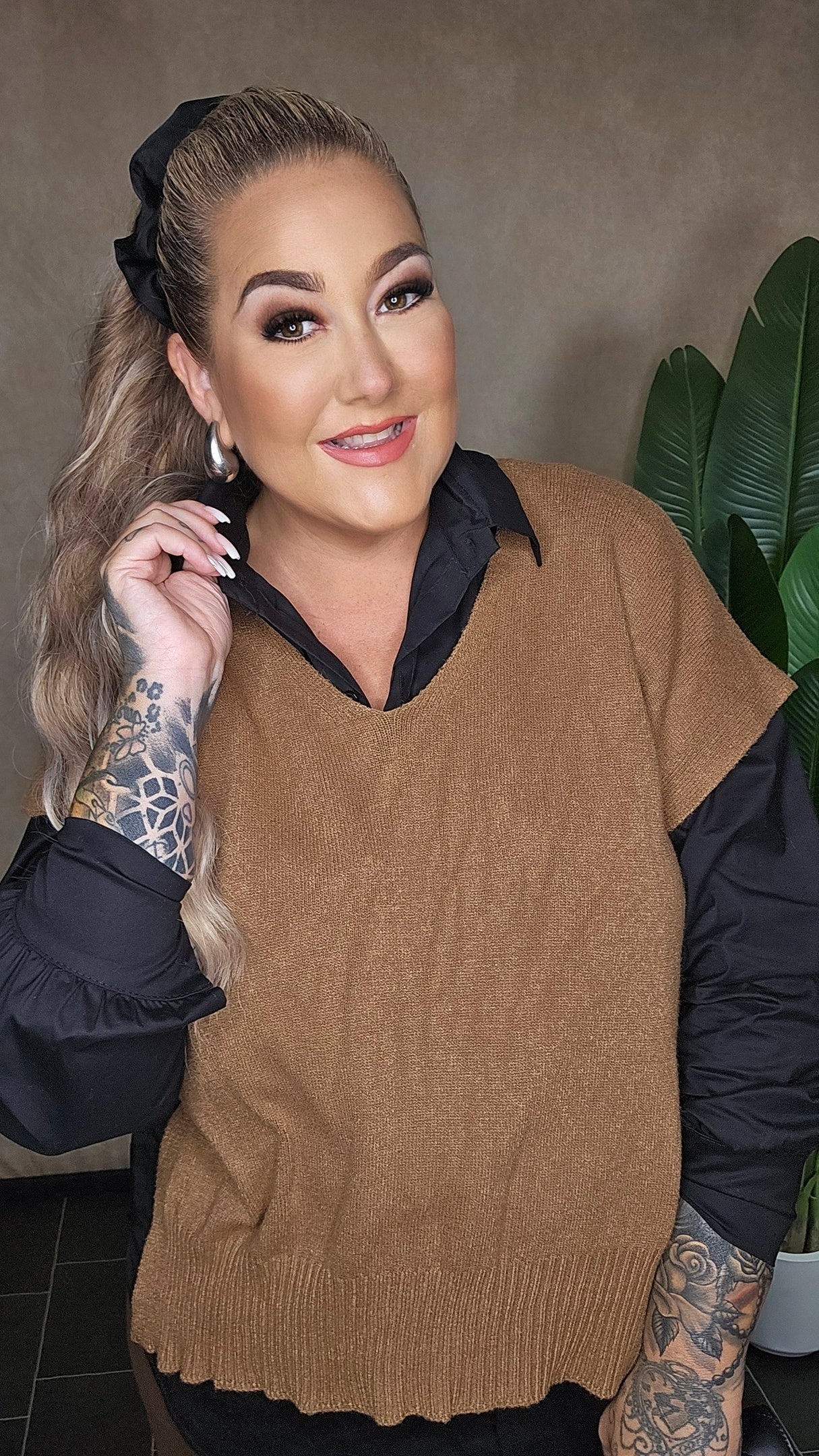 Poncho Shirt L` Essentiel Camel