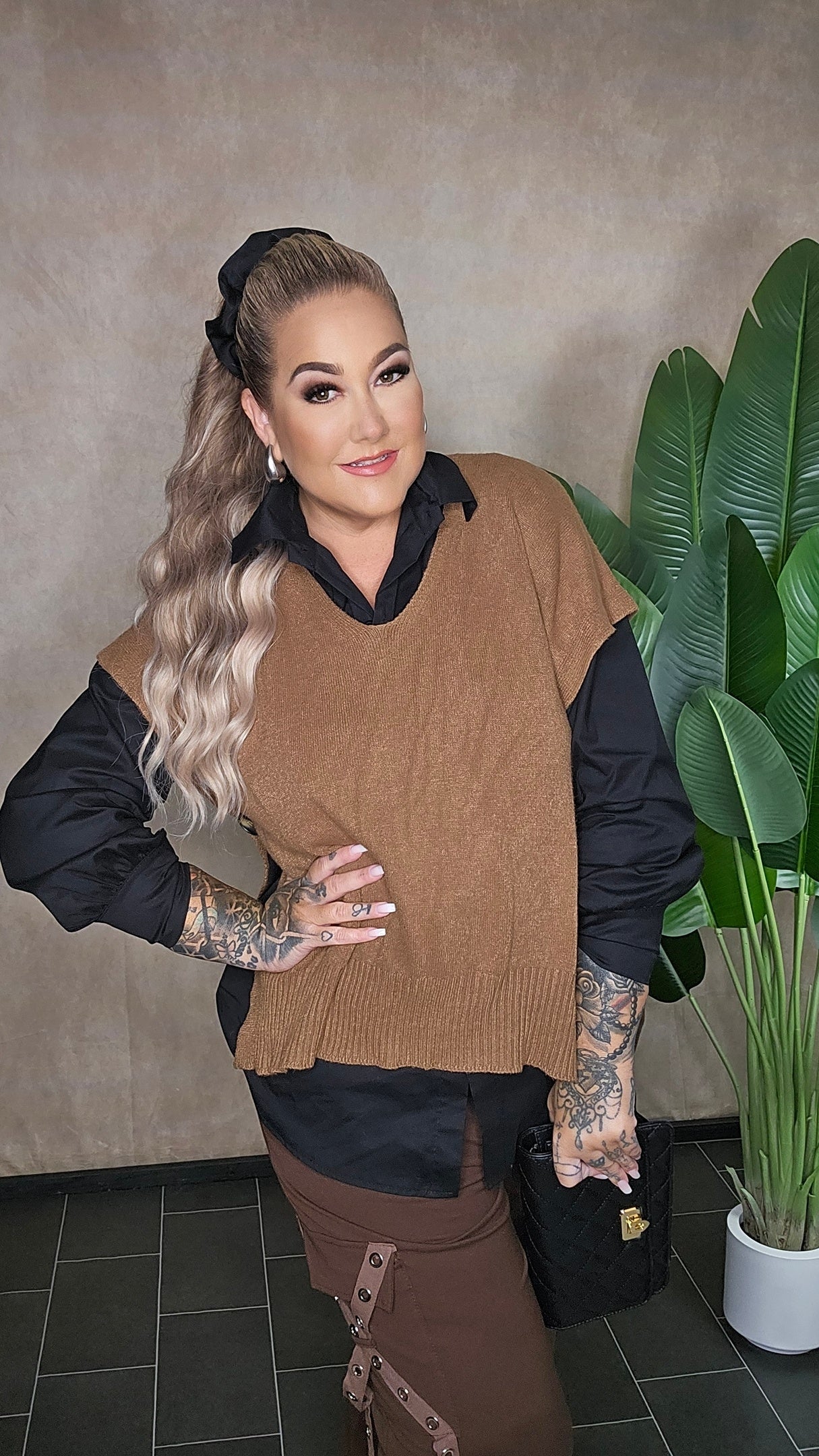 Poncho Shirt L` Essentiel Camel