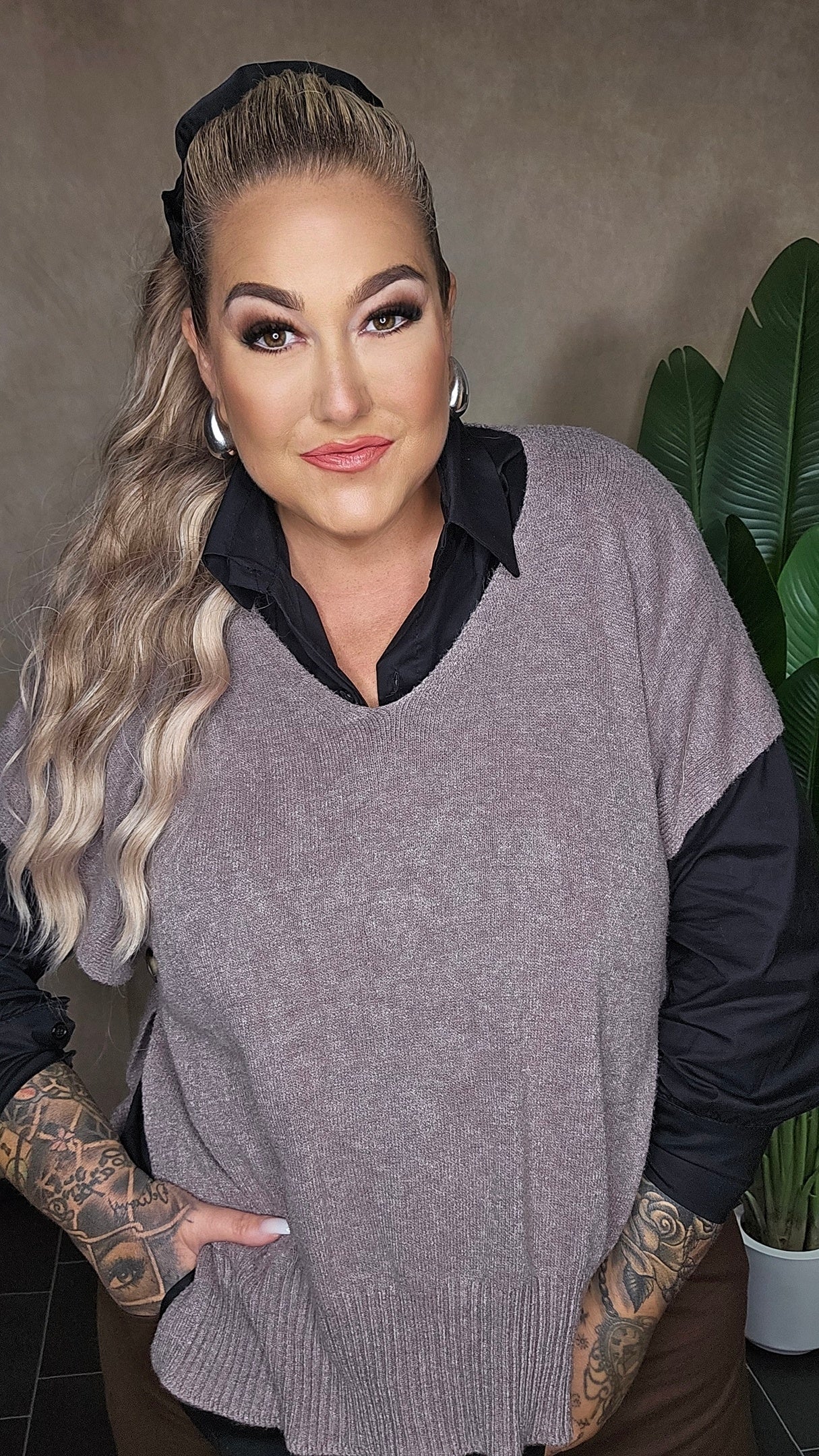 Poncho Shirt L` Essentiel Taupe