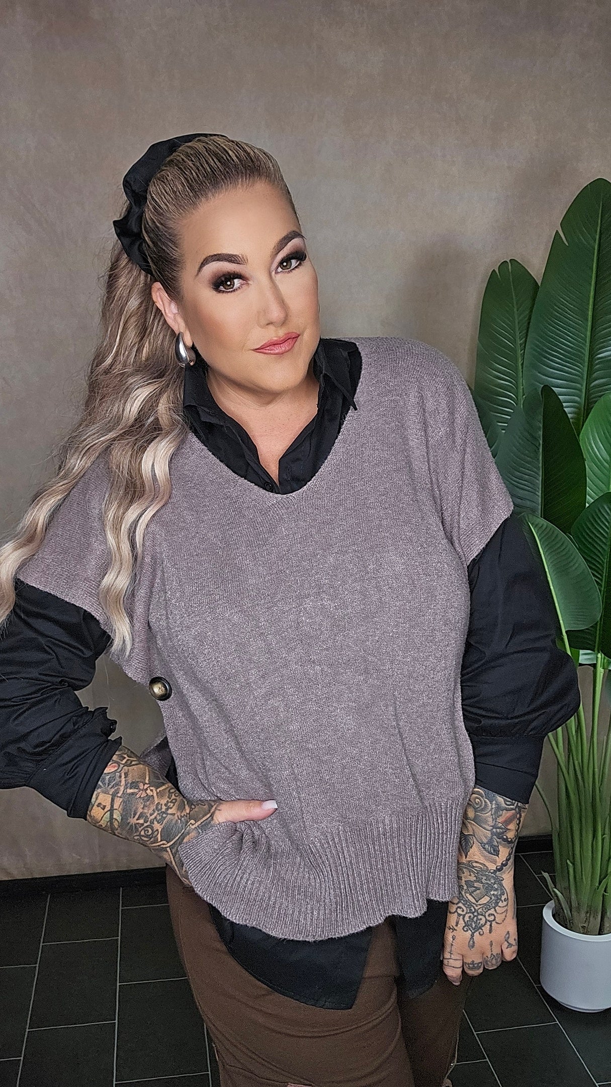 Poncho Shirt L` Essentiel Taupe
