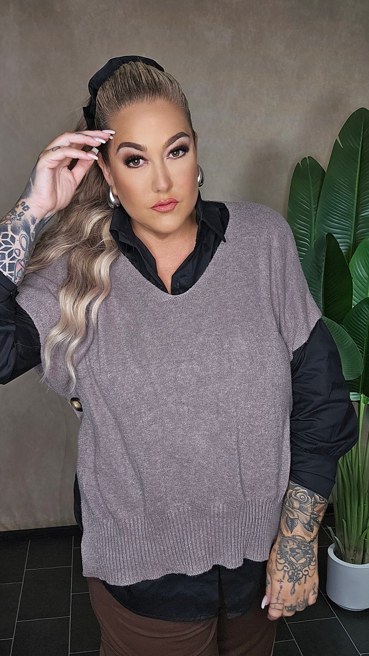 Poncho Shirt L` Essentiel Taupe