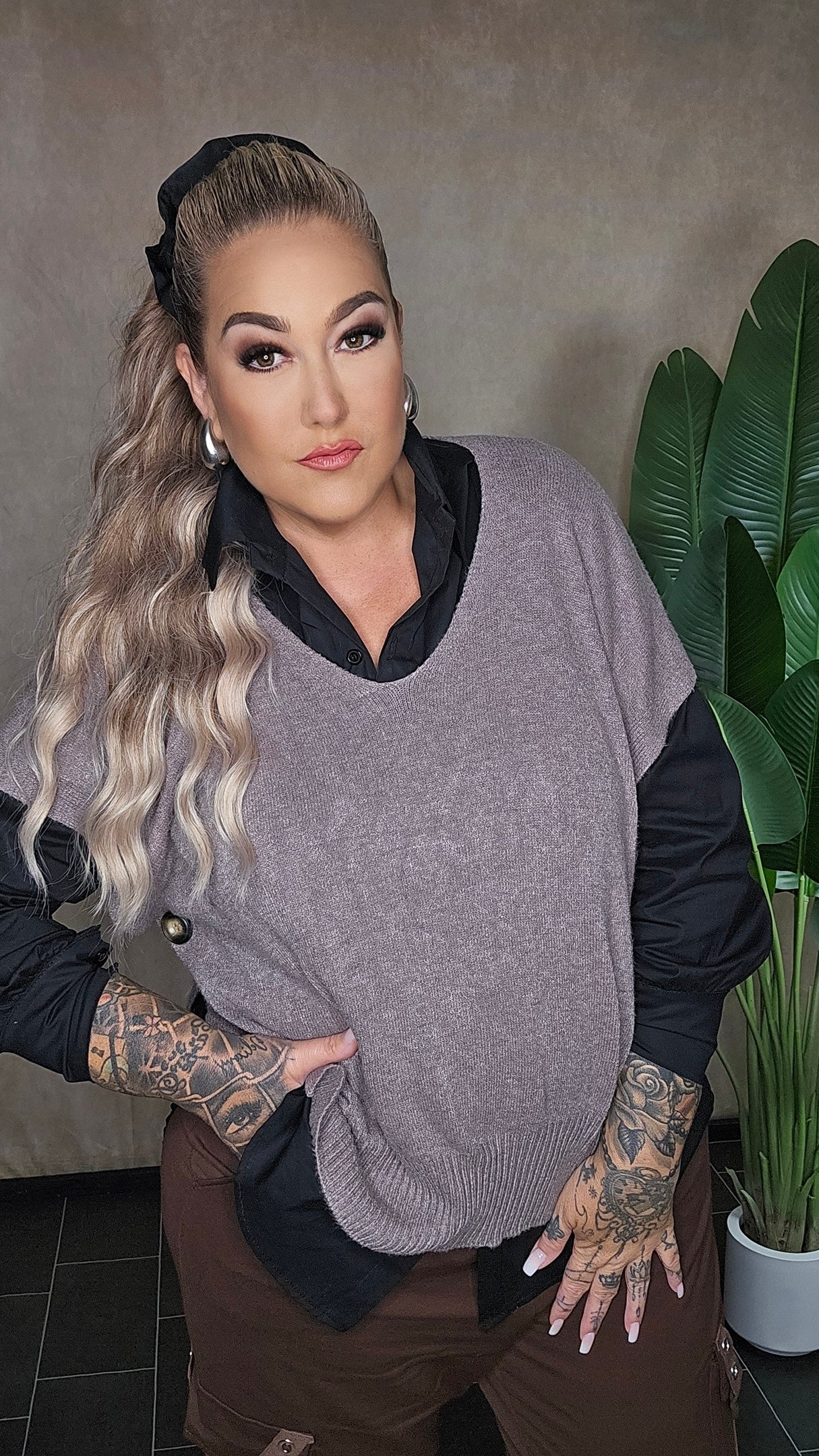 Poncho Shirt L` Essentiel Taupe