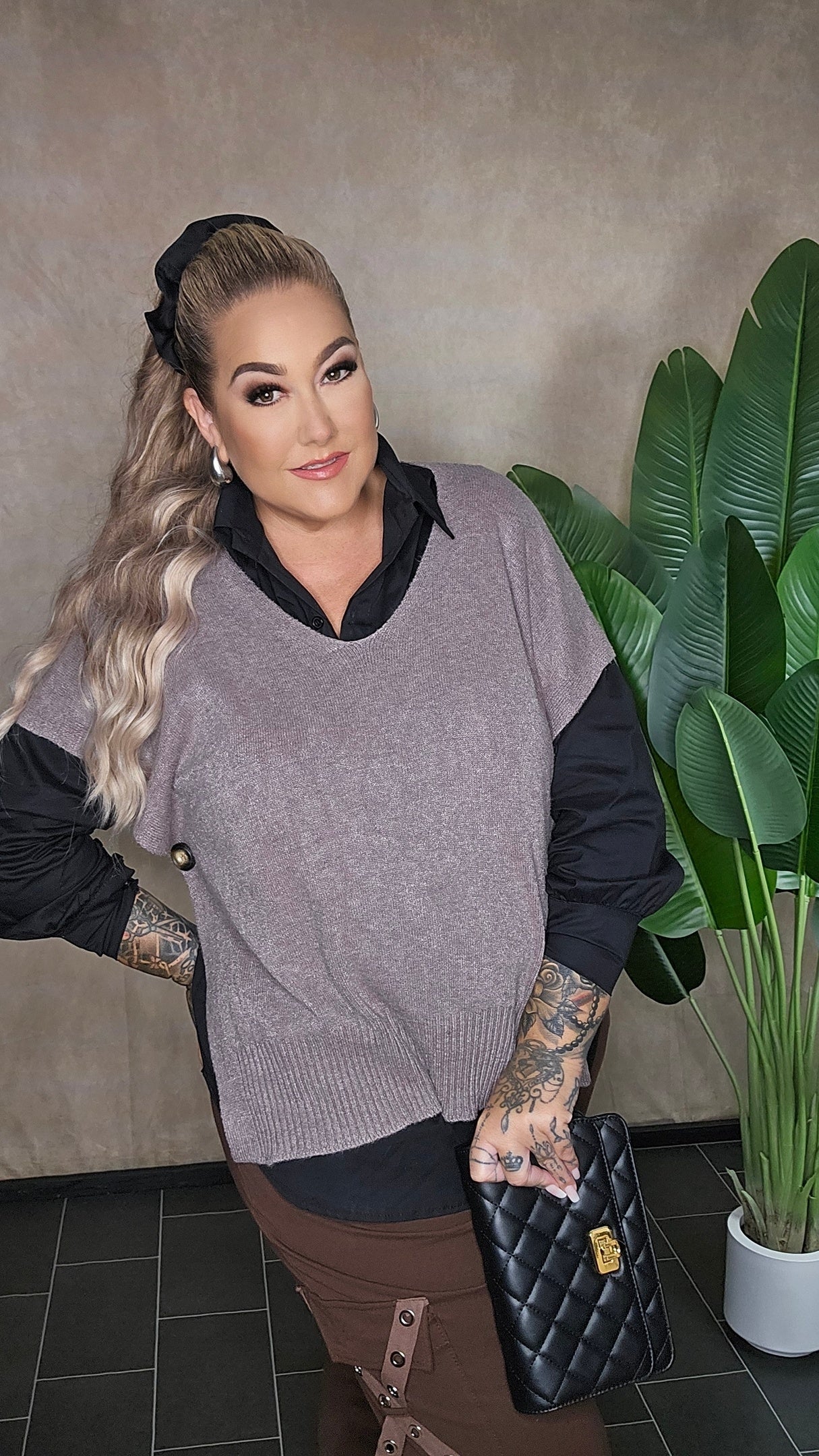 Poncho Shirt L` Essentiel Taupe