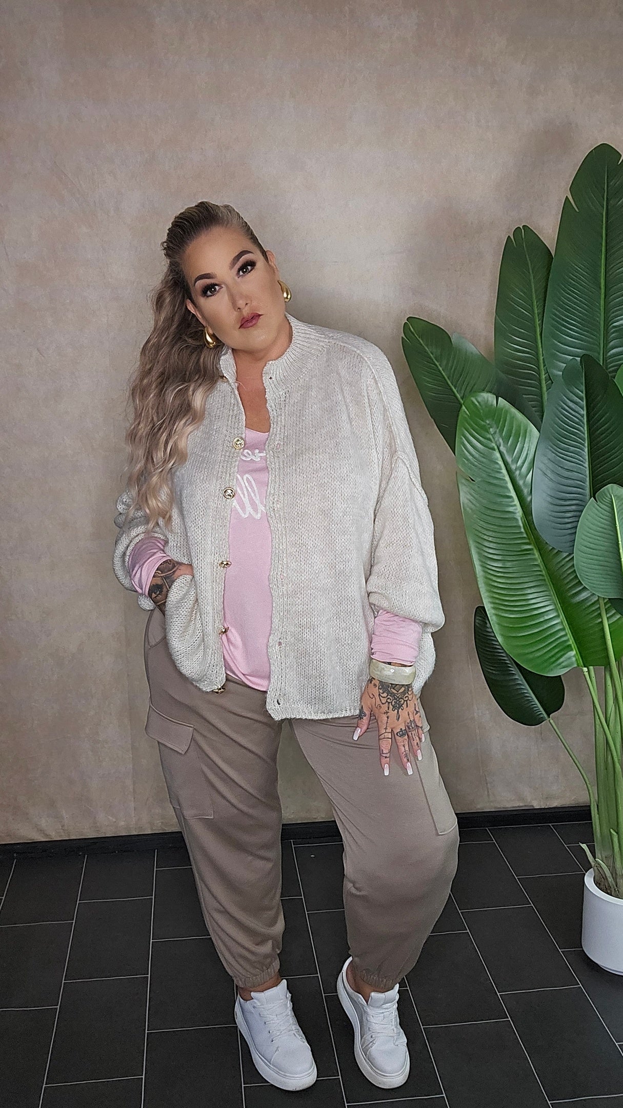 Oversize Strickjacke "Hazel" in Beige