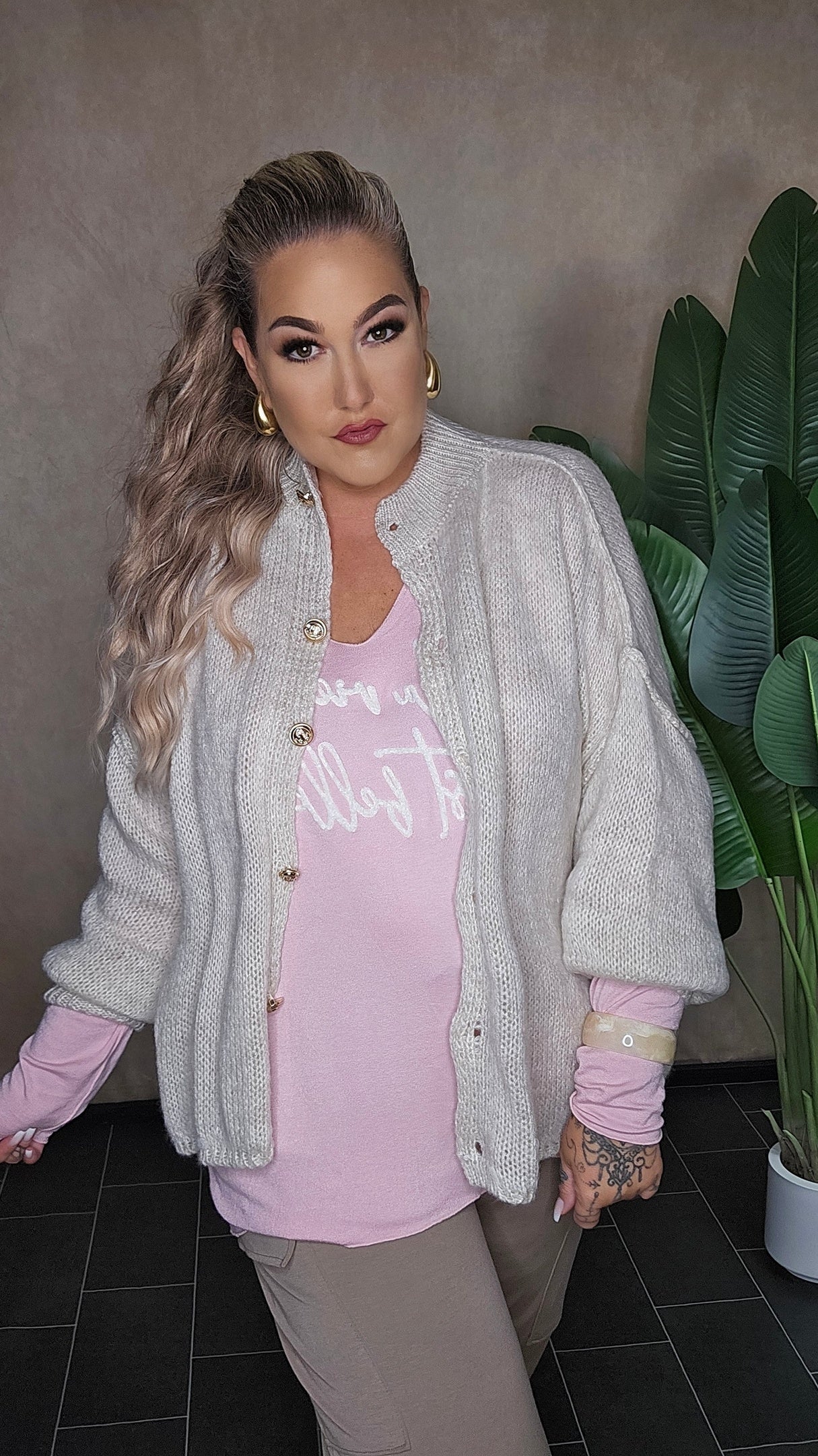 Oversize Strickjacke "Hazel" in Beige