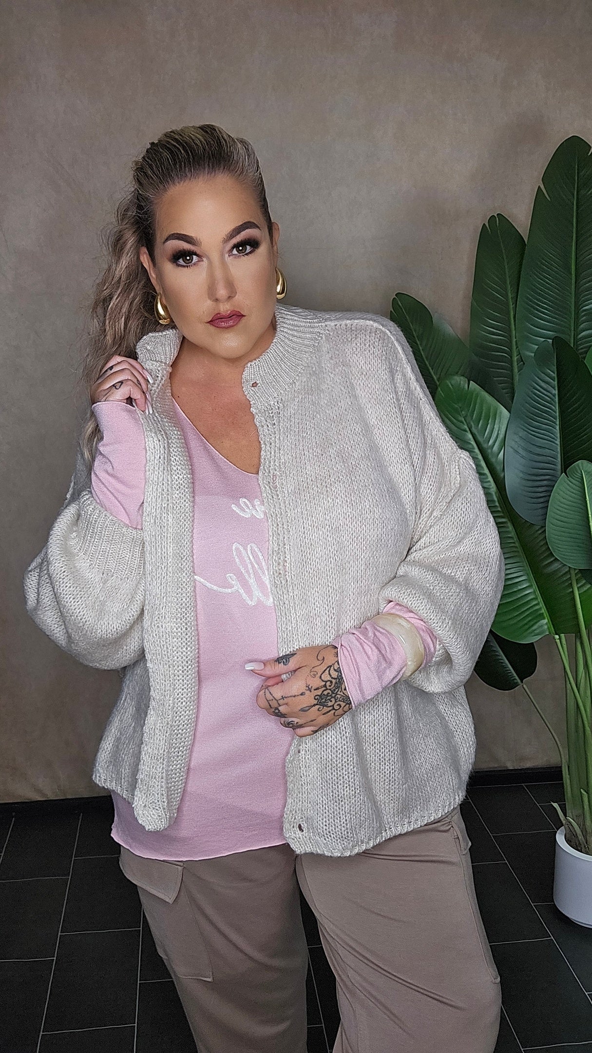 Oversize Strickjacke "Hazel" in Beige