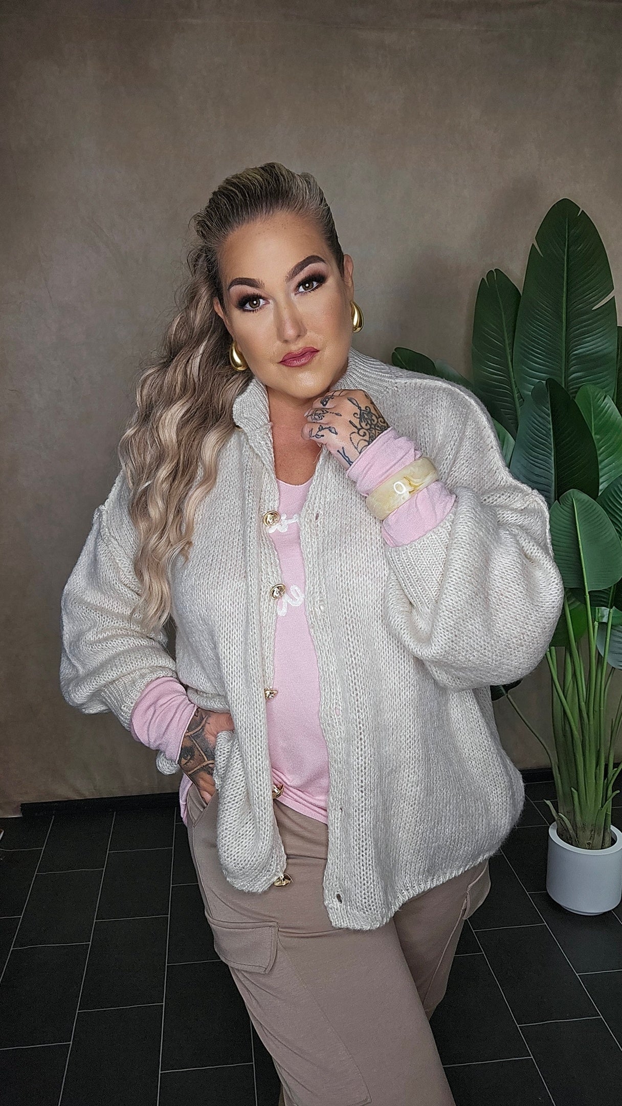 Oversize Strickjacke "Hazel" in Beige