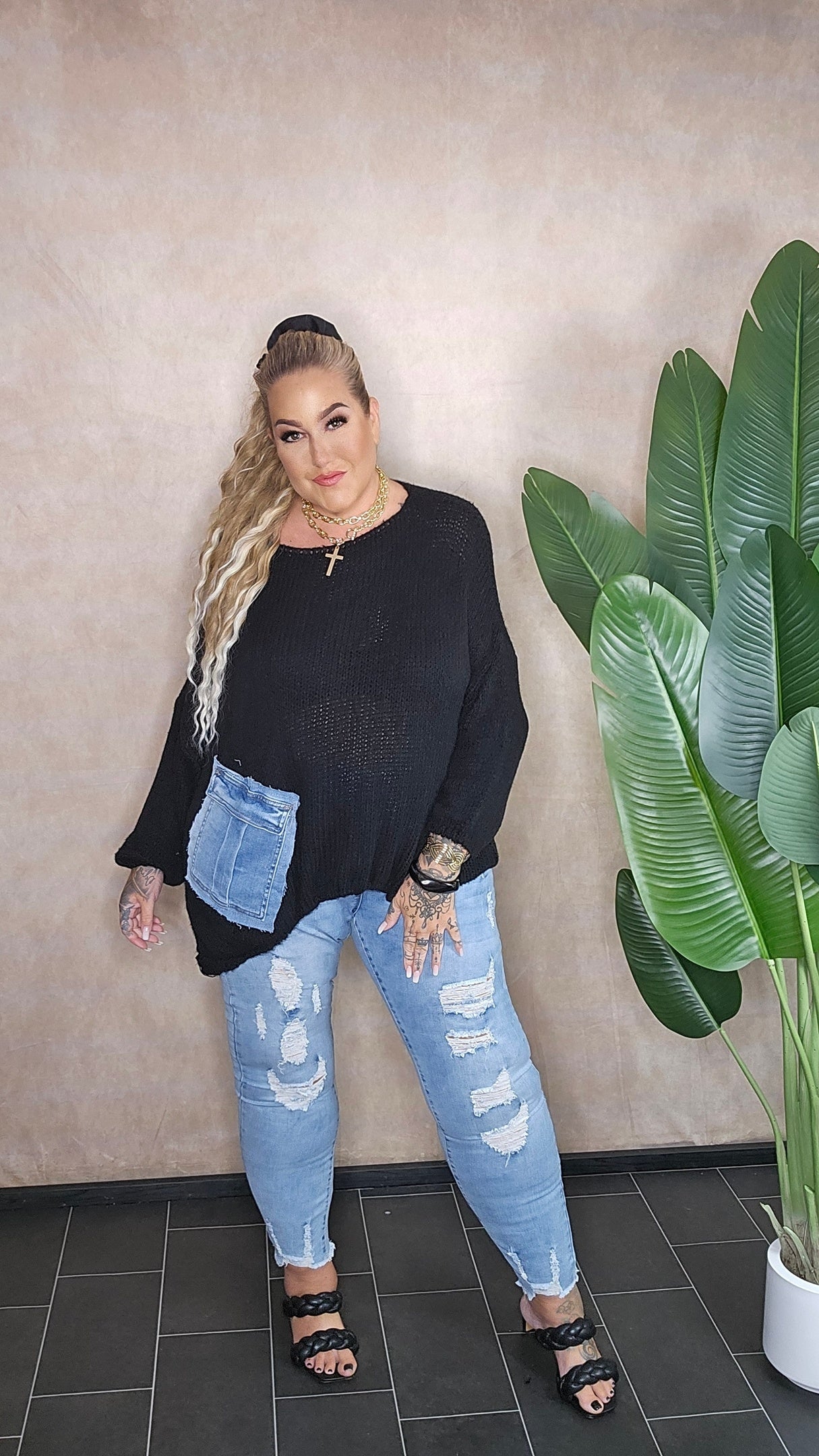 Jeanshose "destroyed light denim"