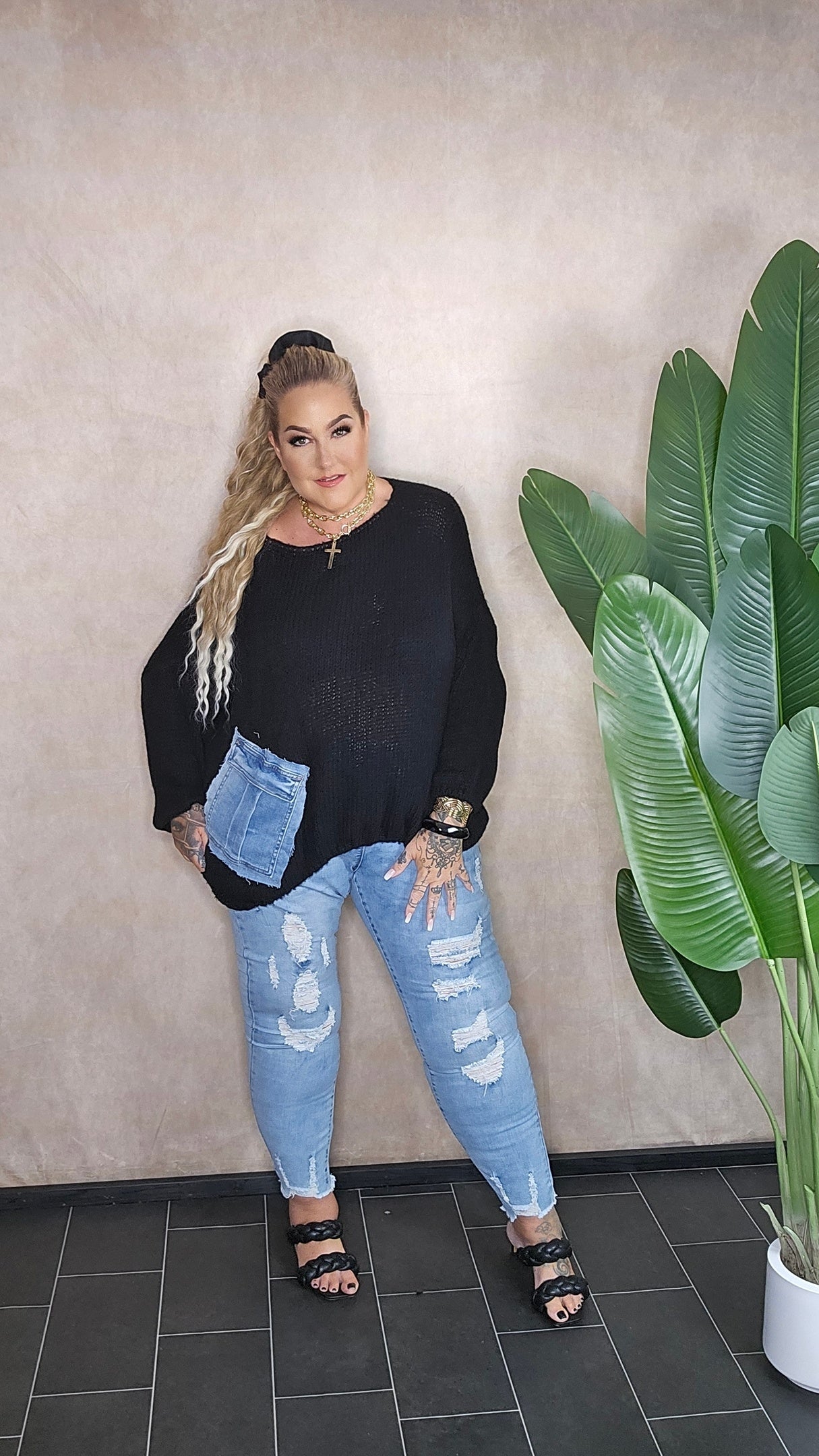 Jeanshose "destroyed light denim"
