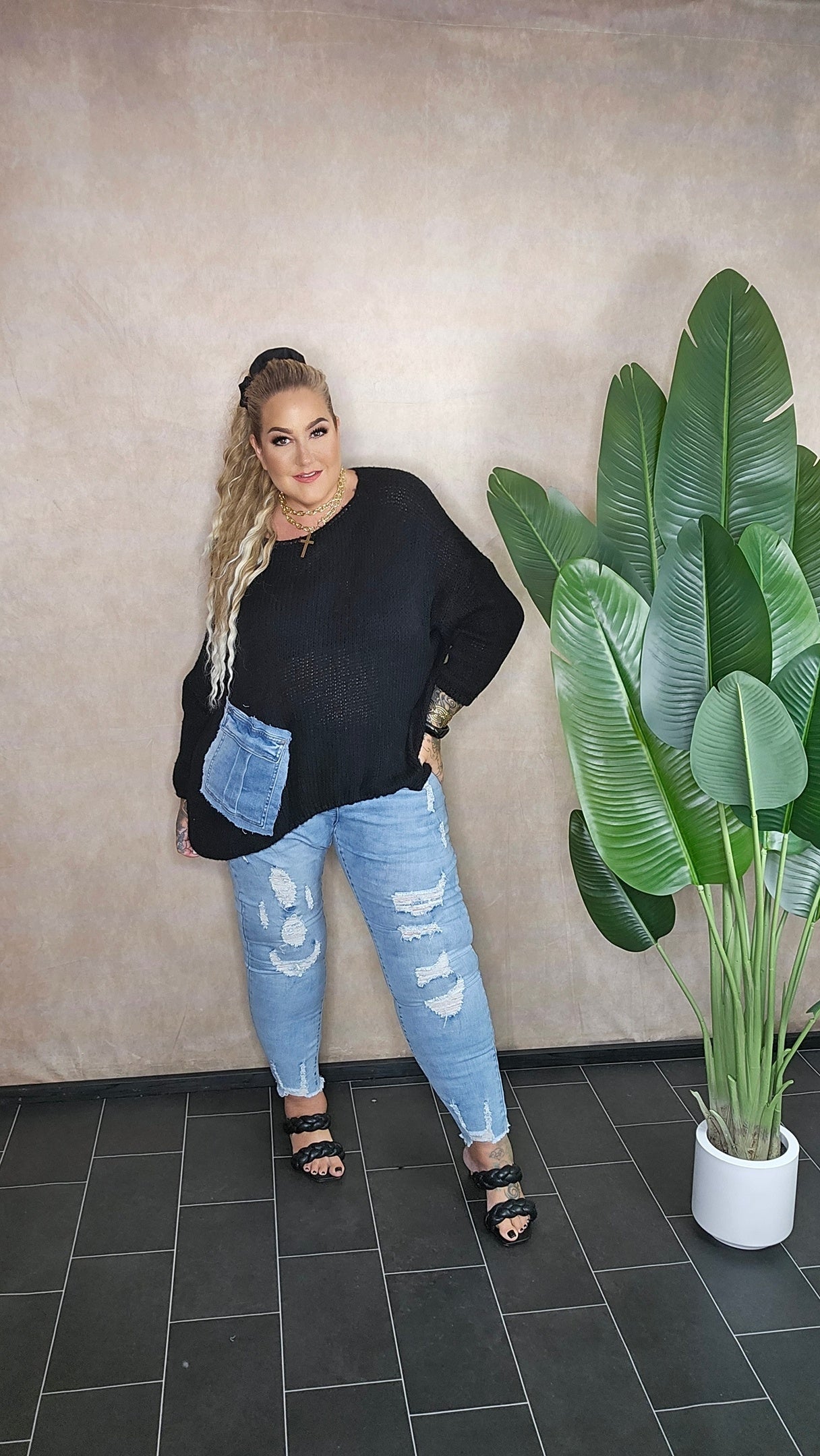 Jeanshose "destroyed light denim"