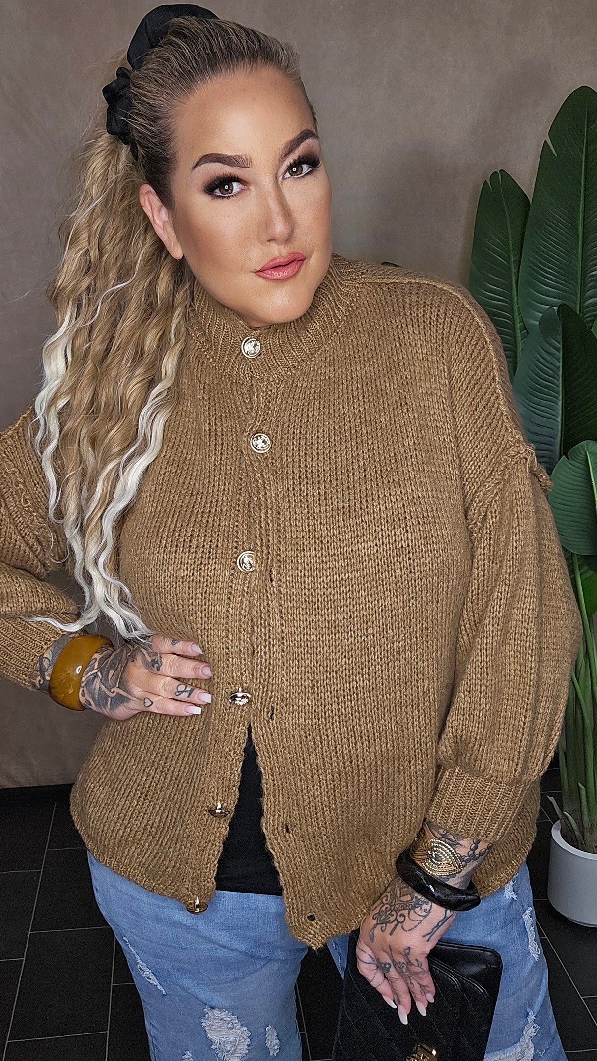 Oversize Strickjacke "Hazel" in Camel