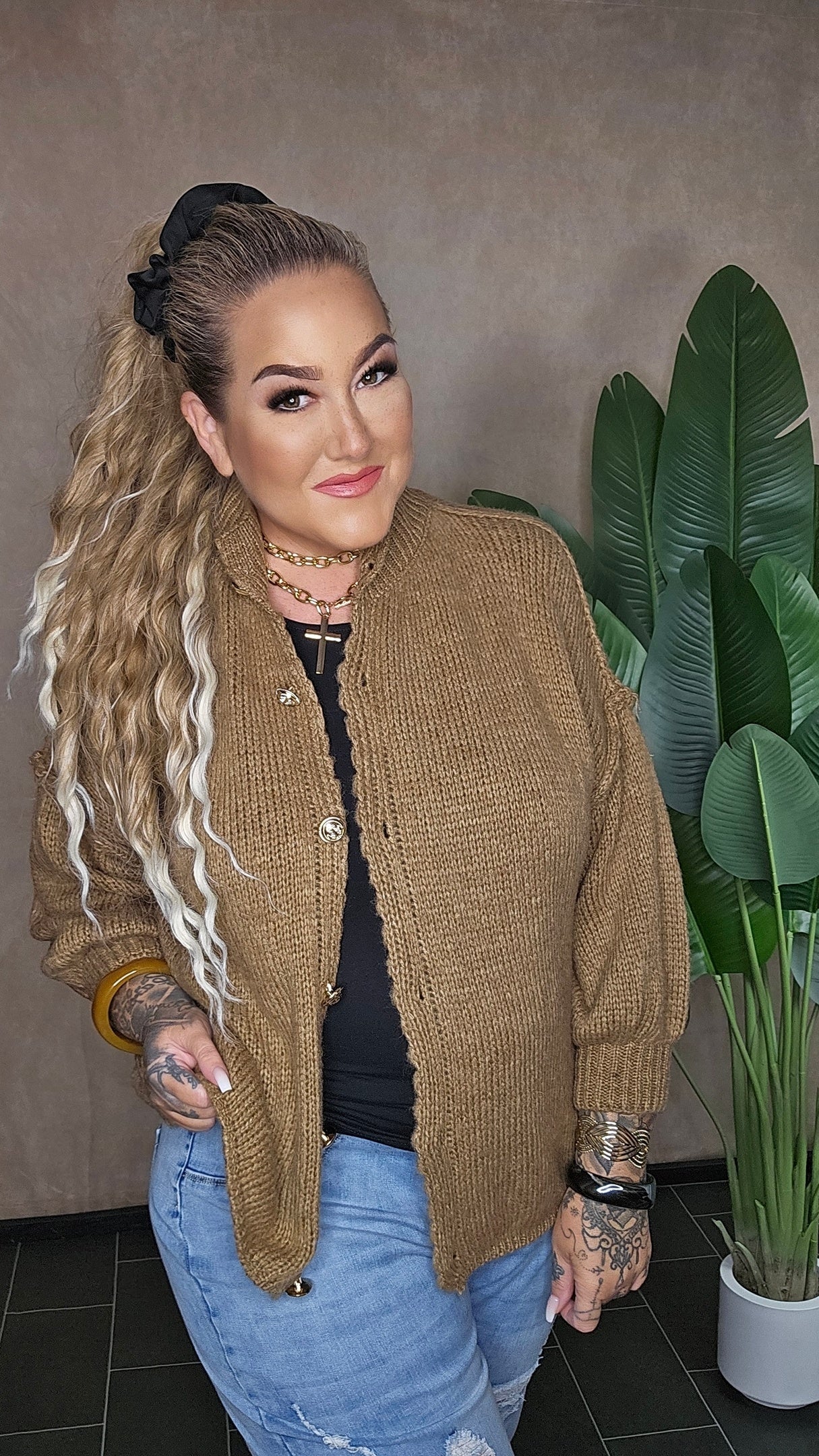 Oversize Strickjacke "Hazel" in Camel
