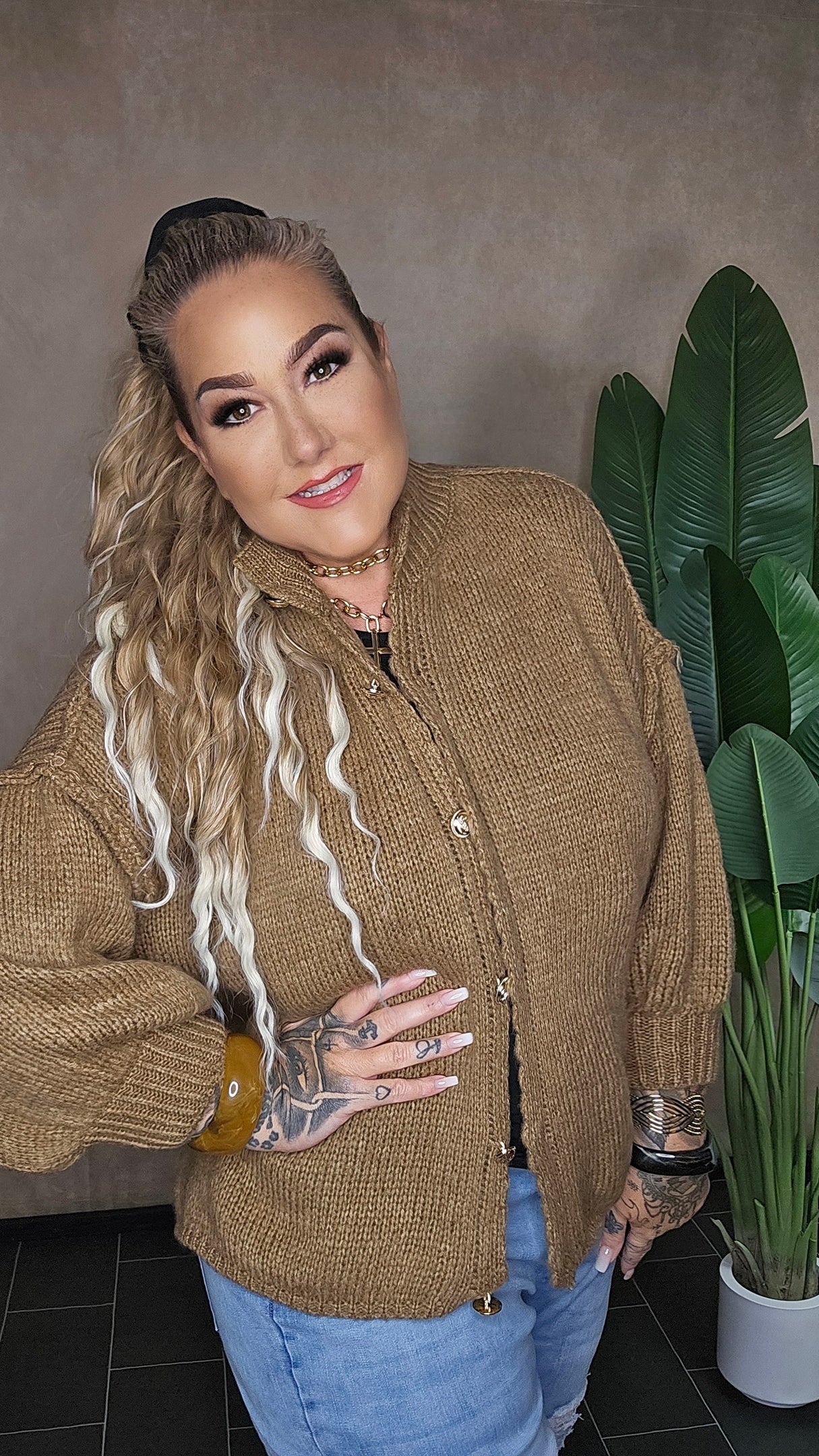 Oversize Strickjacke "Hazel" in Camel