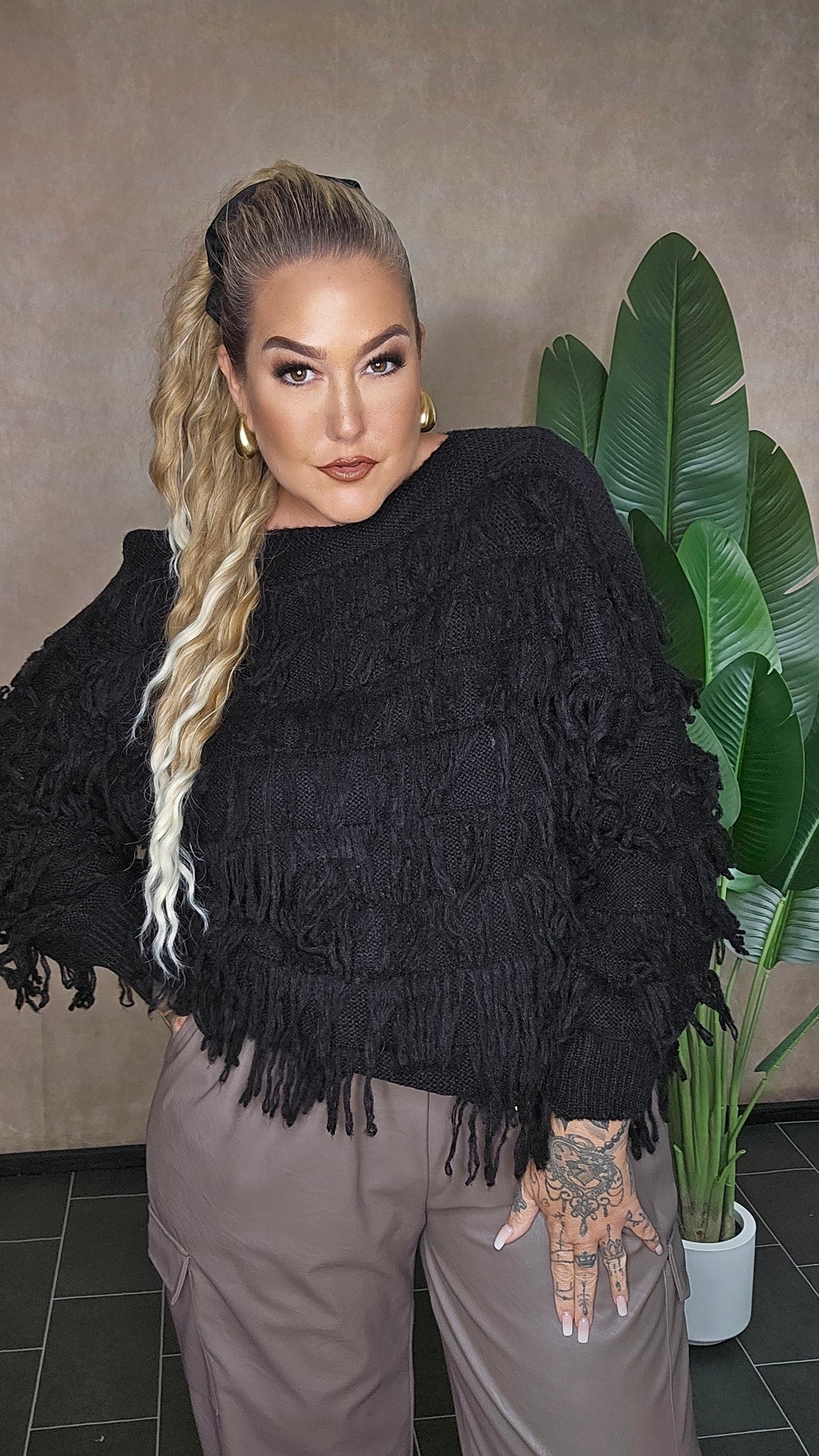 schwarzer Pullover "Cozy Vibes "