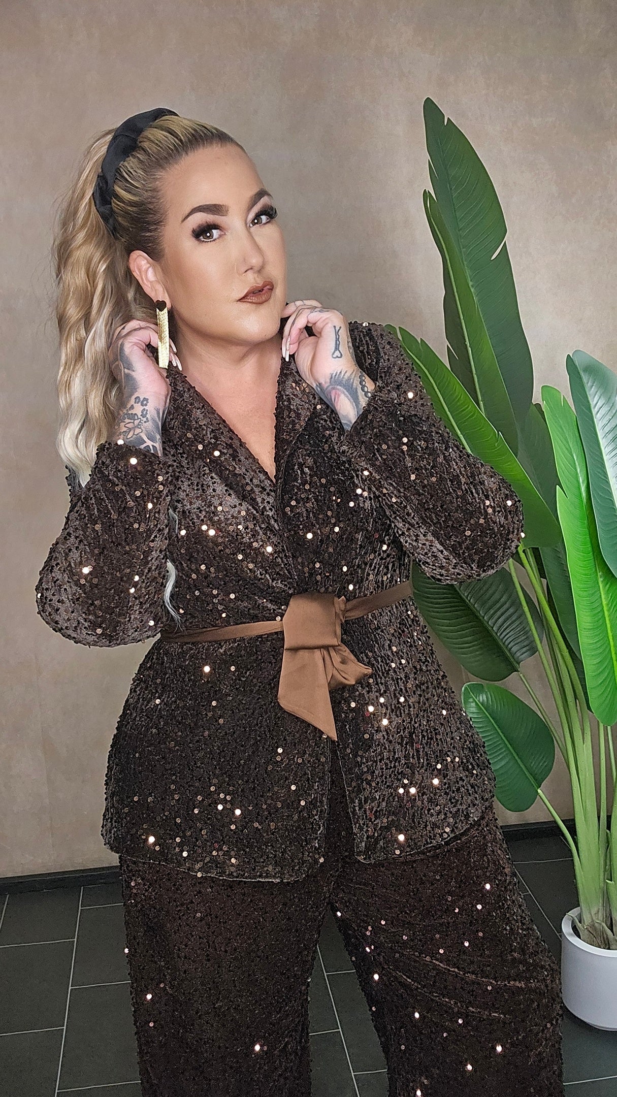 "Chocolate Sparkle" Pailletten-Blazer