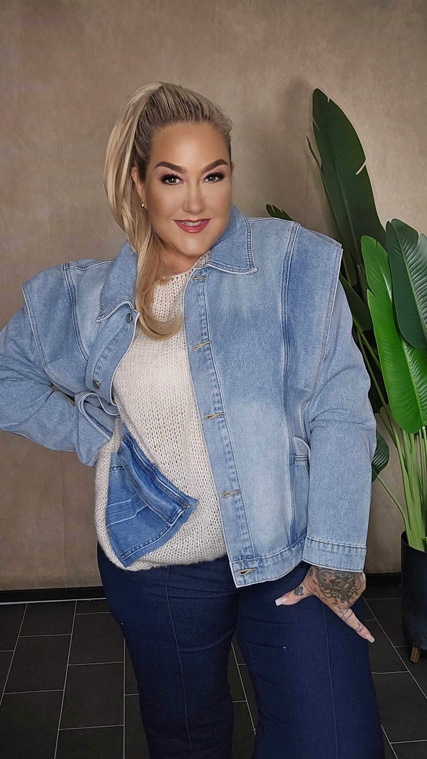 Pullover Denim mix Beige
