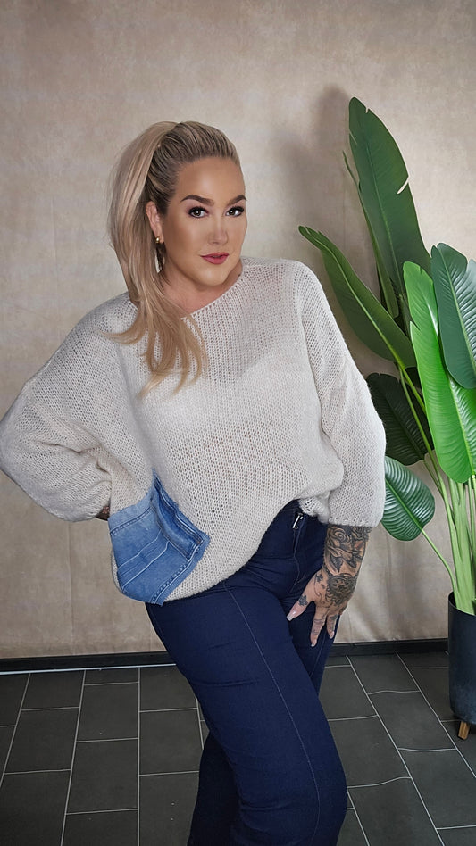 Pullover Denim mix Beige