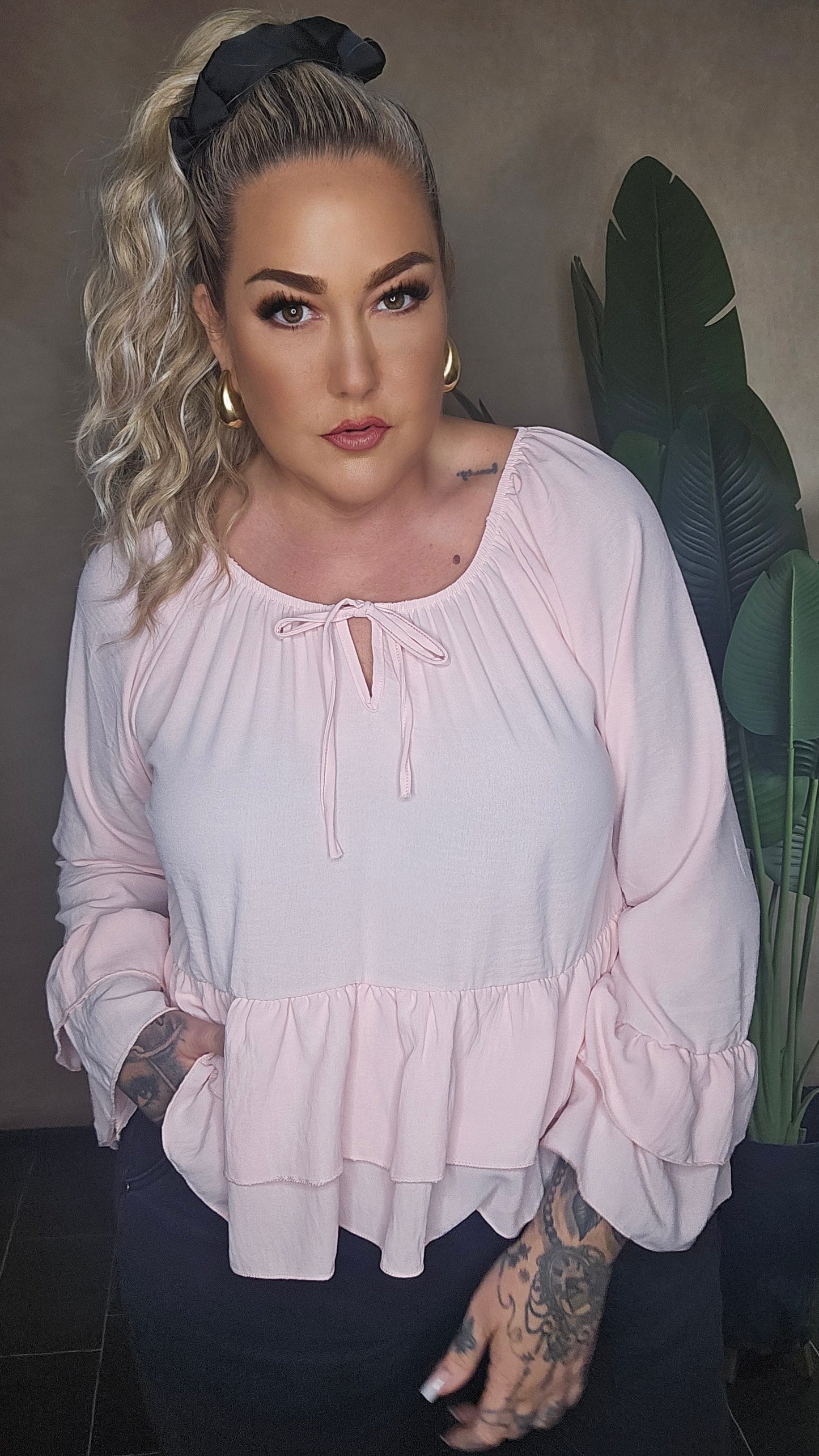 Rüschen Shirt Rosalie Puder Rosa