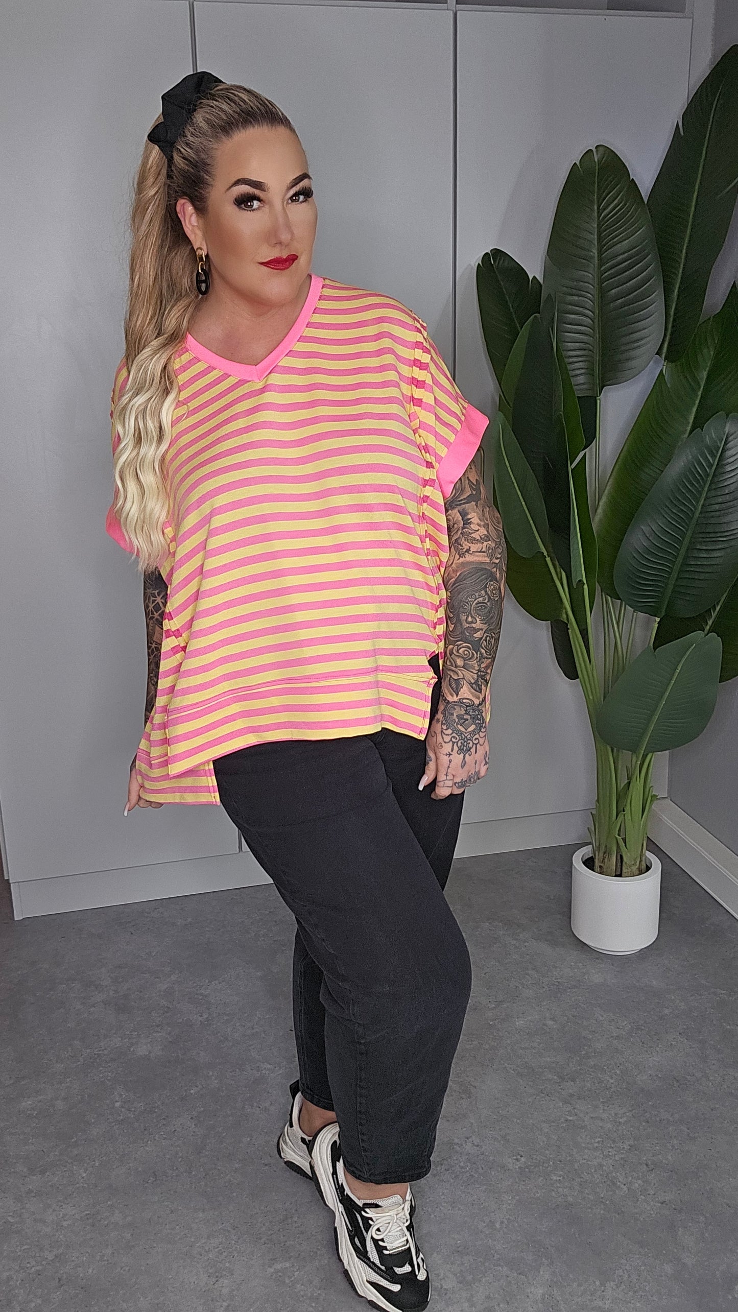 Streifen Shirt Pink Orange