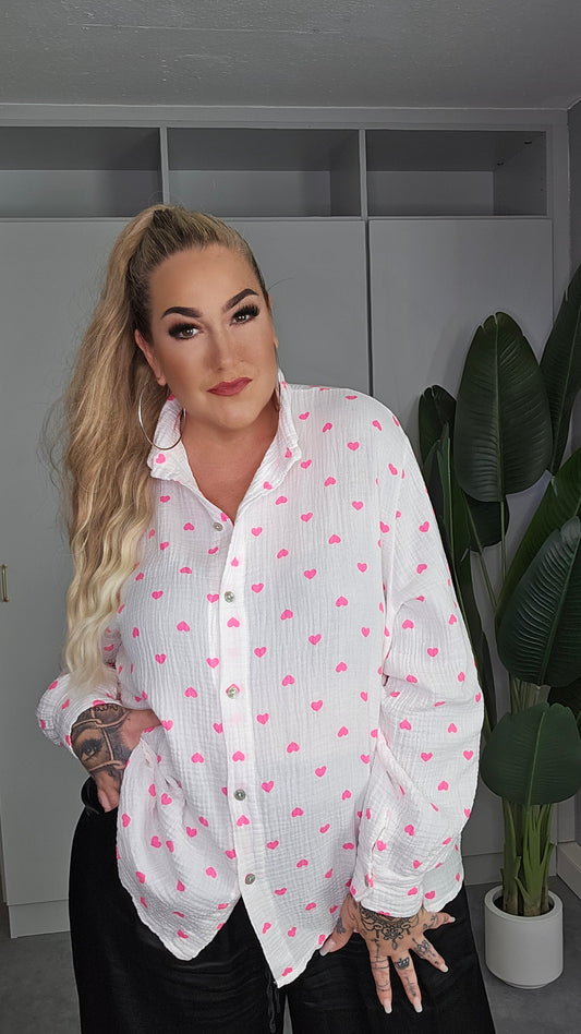 Musselin Bluse Herz in versch. Farben