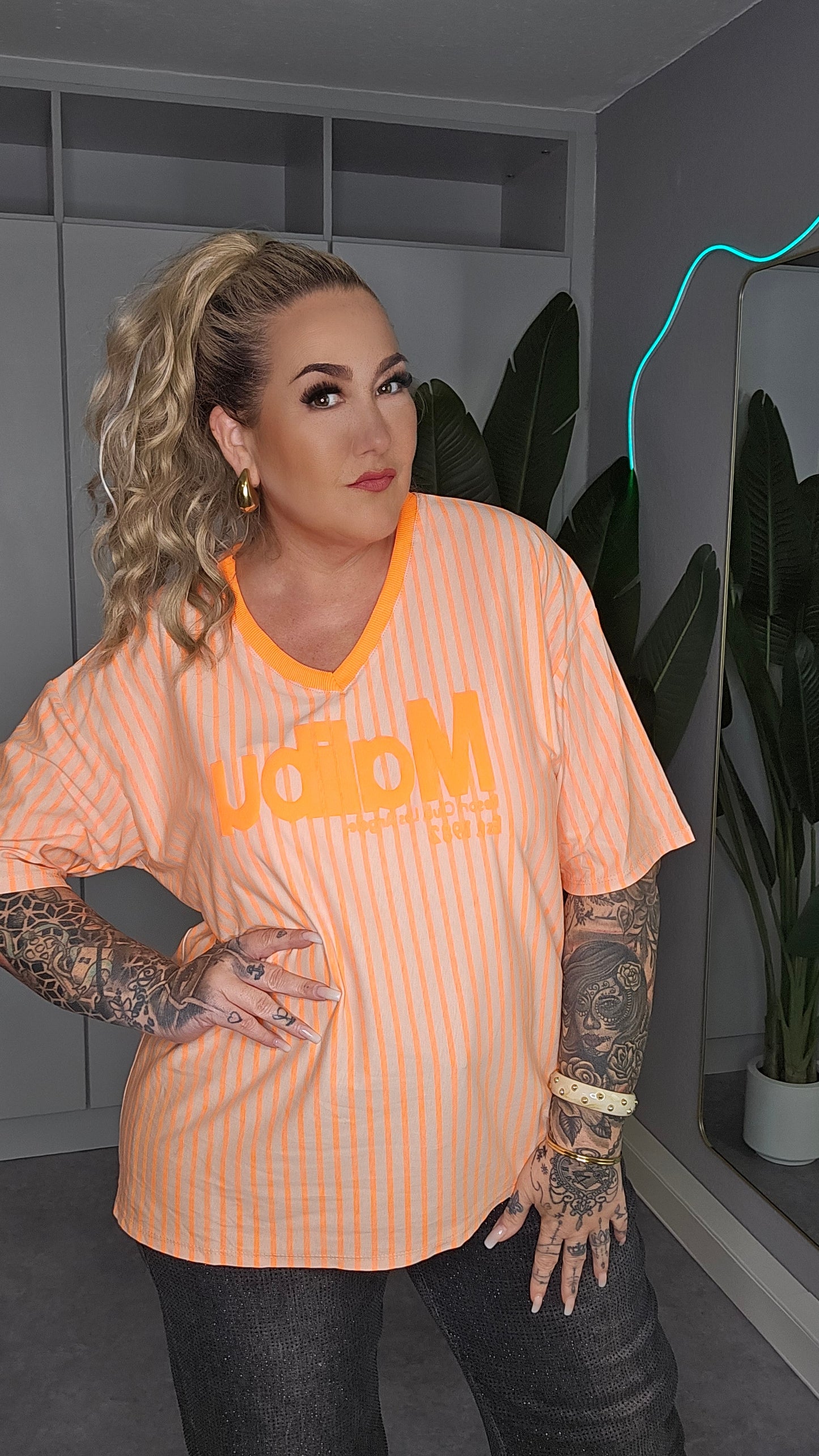 Shirt Malibu Orange Gestreift