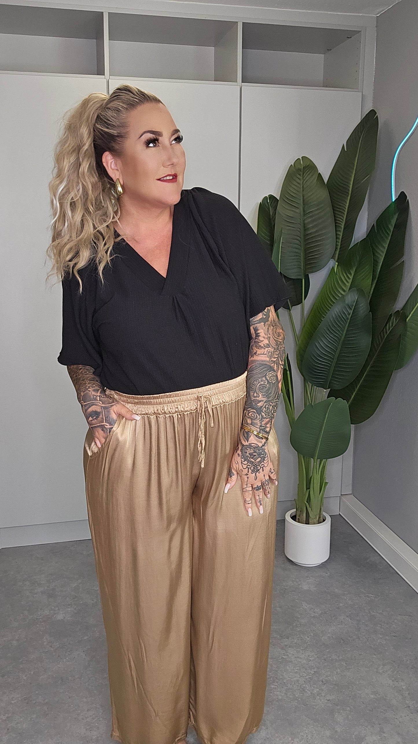 Satin Hose LIV Beige