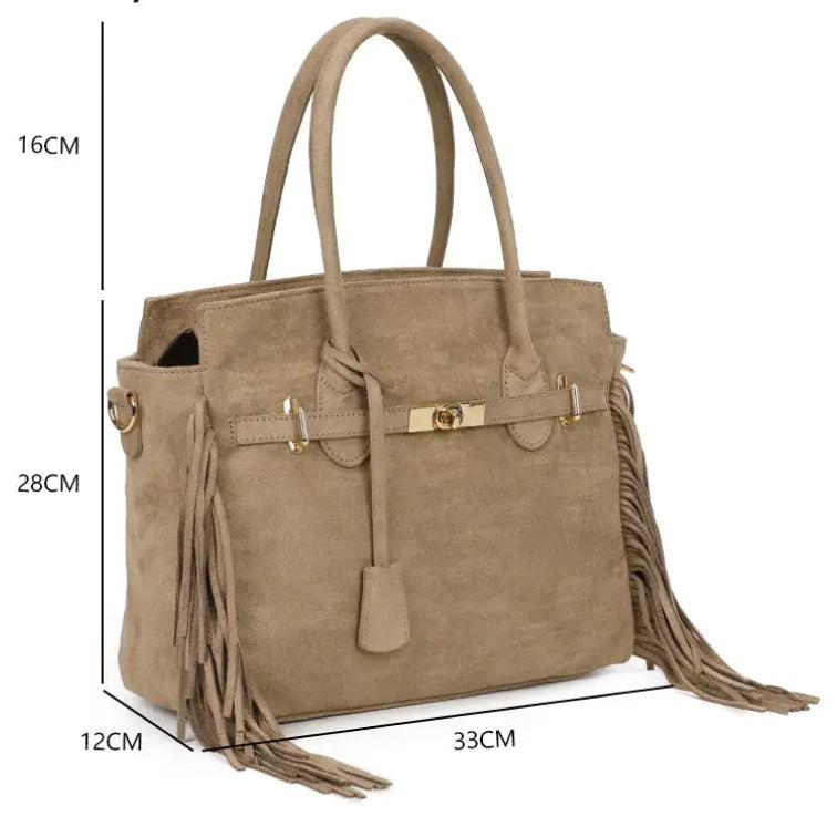 Handtasche mit Fransen Beige